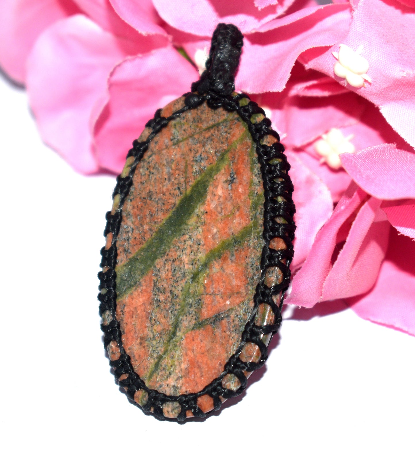 Unakite Cabochon Macrame {Thread} Pendant - {Weight-17.59 Gram}