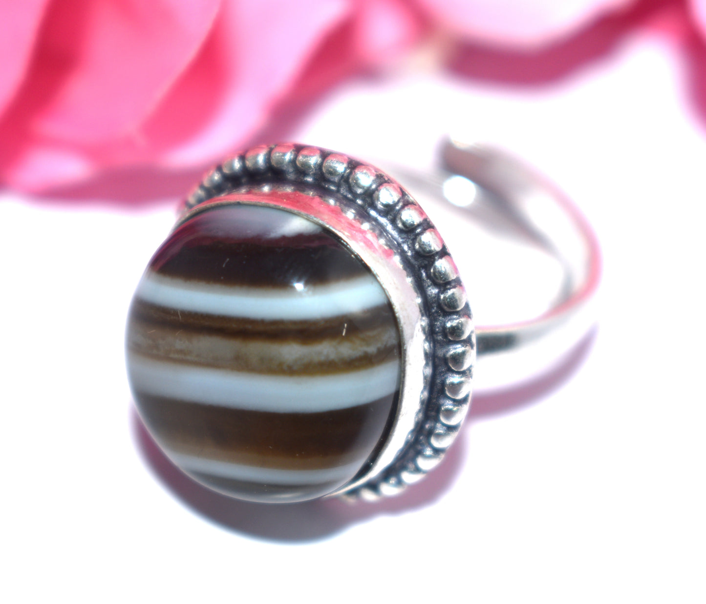 Hakik Stone Ring | Free Size | Spiritual Healing Jewelry - {Weight- 9.00 Gram}