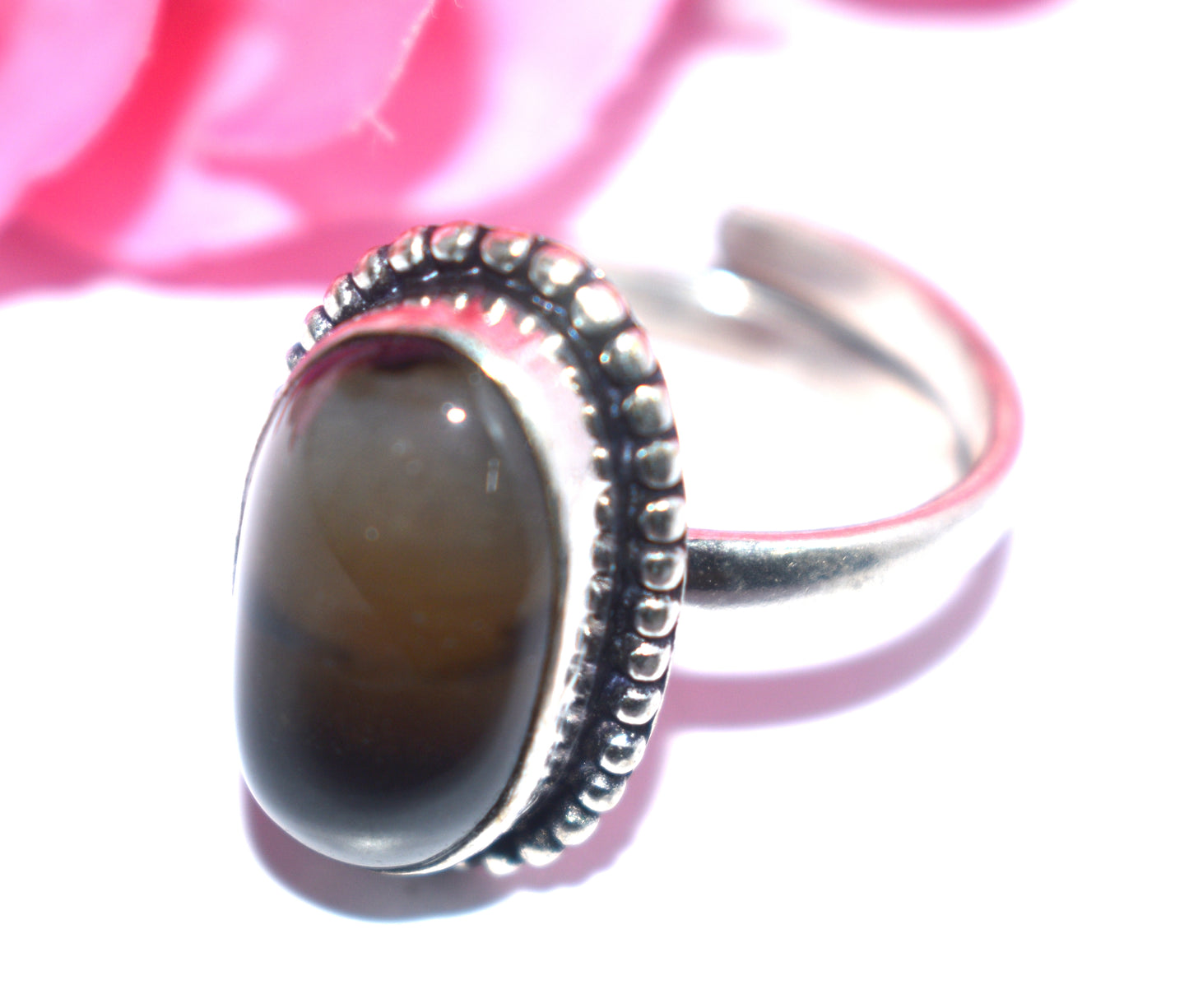 Hakik Stone Ring | Free Size | Spiritual Healing Jewelry - {Weight- 7.50 Gram}