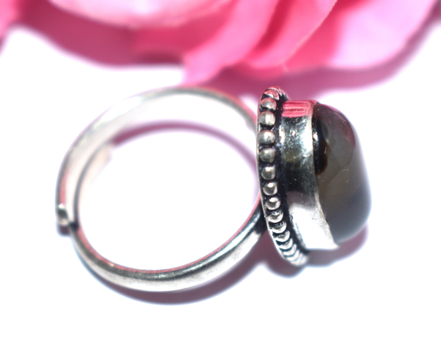 Hakik Stone Ring | Free Size | Spiritual Healing Jewelry - {Weight- 7.50 Gram}