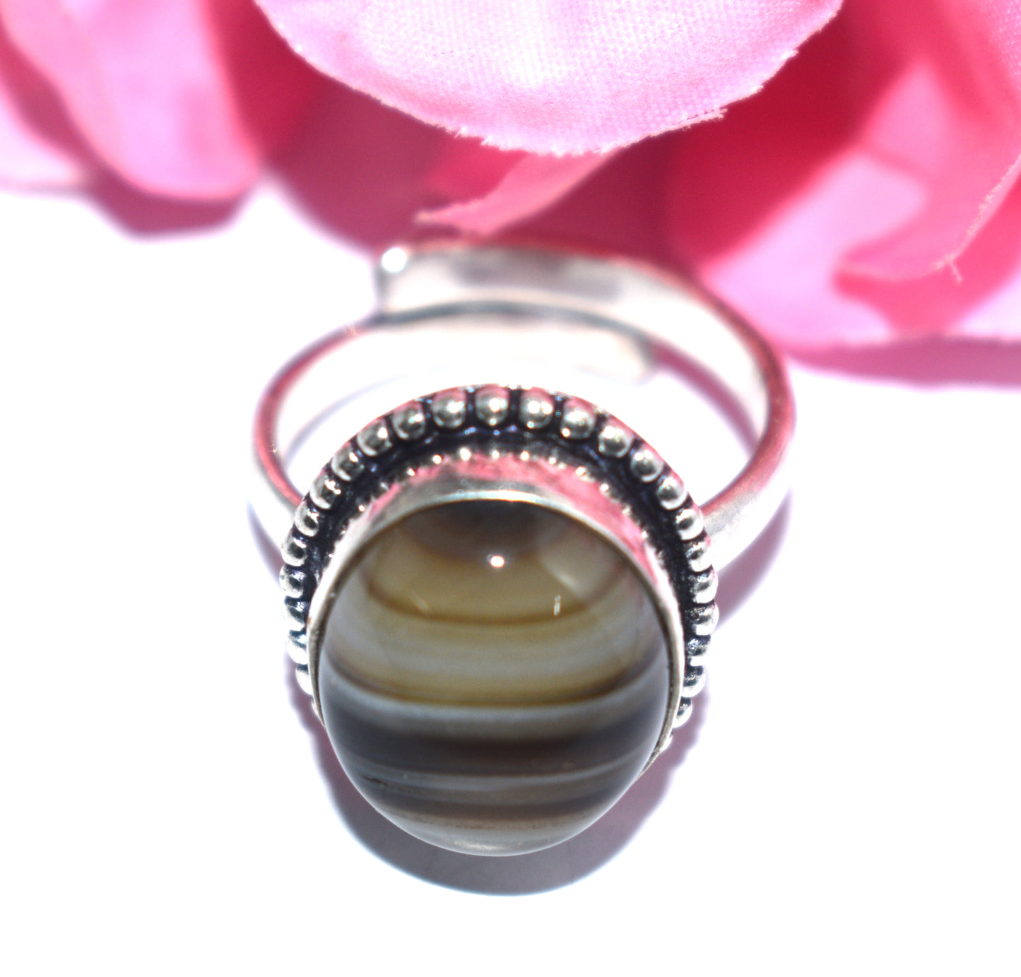 Hakik Stone Ring | Free Size | Spiritual Healing Jewelry - {Weight- 7.60 Gram}