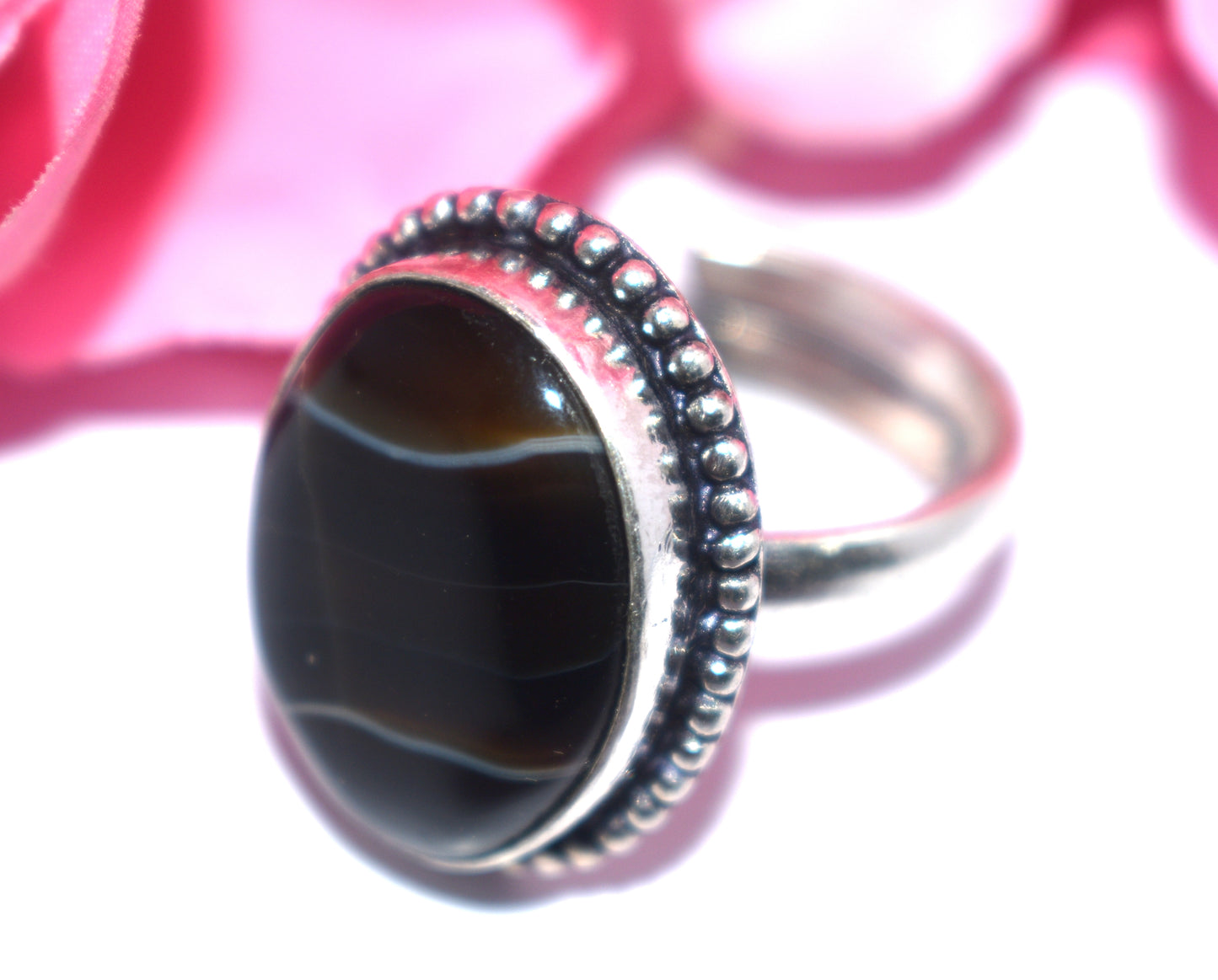 Hakik Stone Ring | Free Size | Spiritual Healing Jewelry - {Weight- 8.70 Gram}