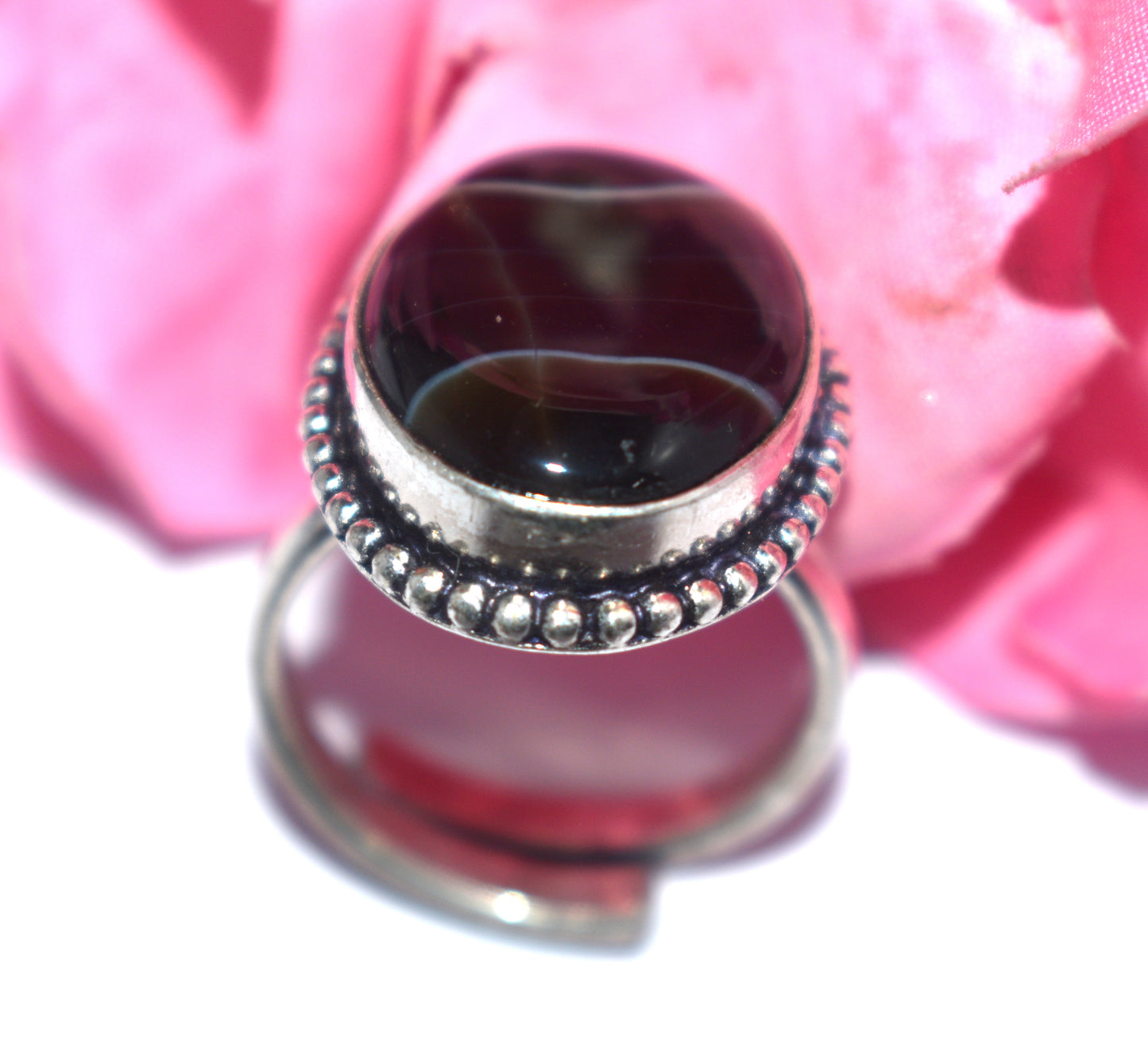 Hakik Stone Ring | Free Size | Spiritual Healing Jewelry - {Weight- 8.70 Gram}