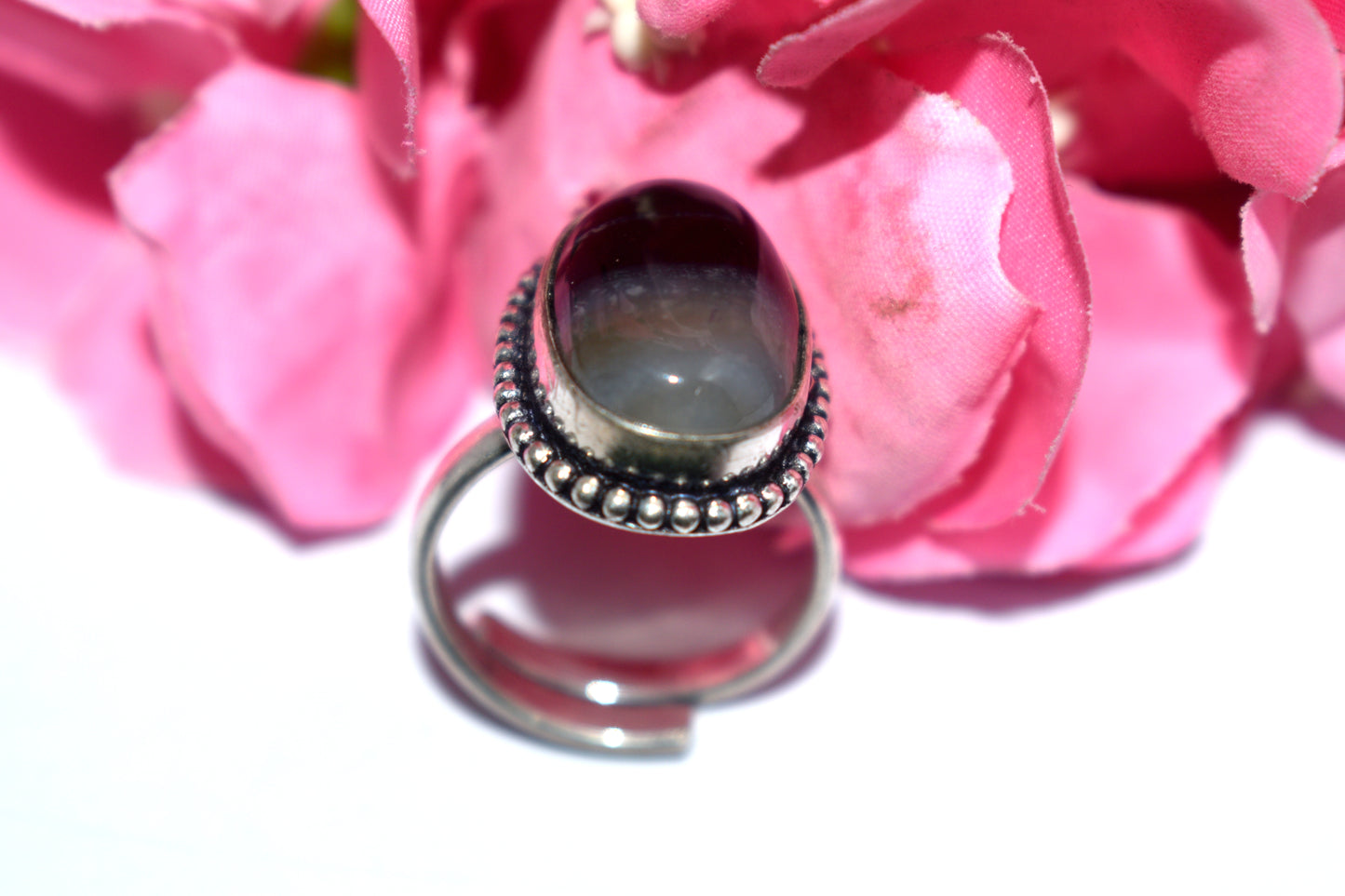 Hakik Stone Ring | Free Size | Spiritual Healing Jewelry - {Weight- 8.40 Gram}