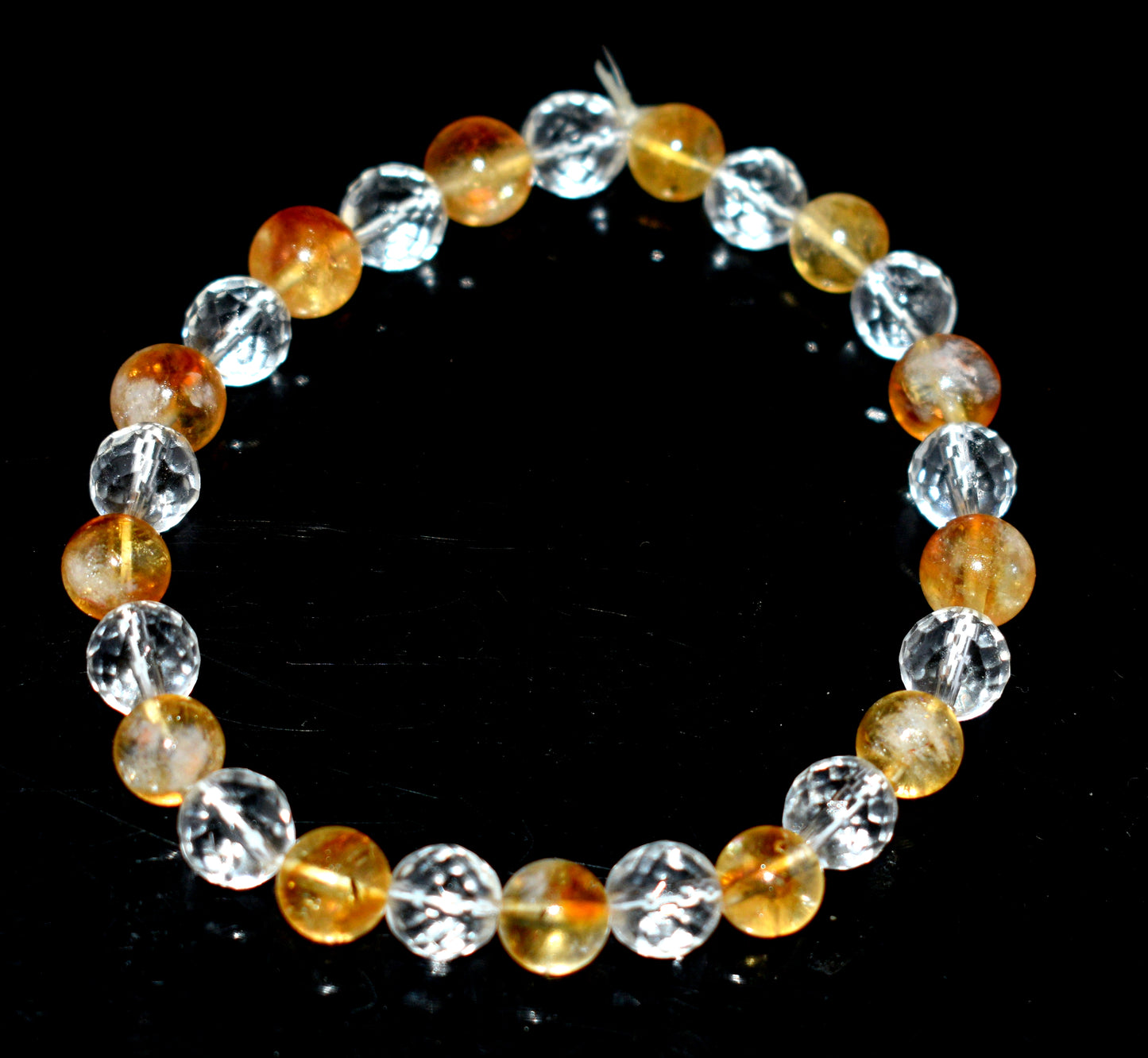 Citrine & Clear Crystal Faceted Bead Adjustable Bracelet