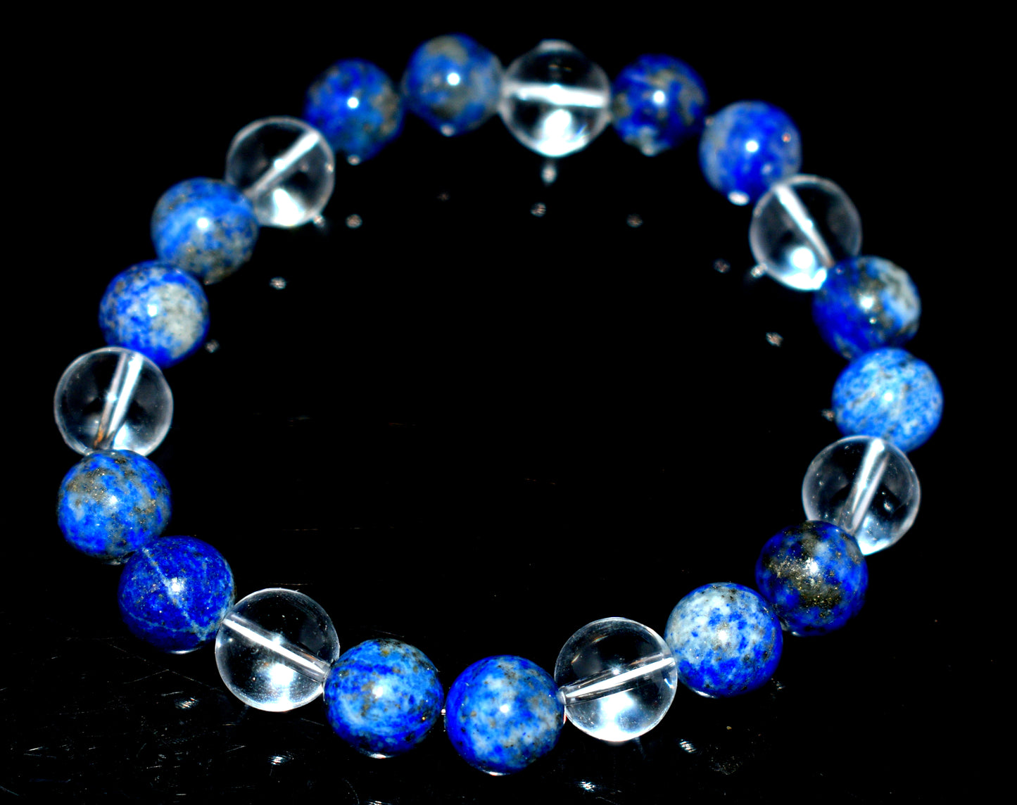 Clear Crystal & Lapis Lazuli Bead Adjustable Bracelet