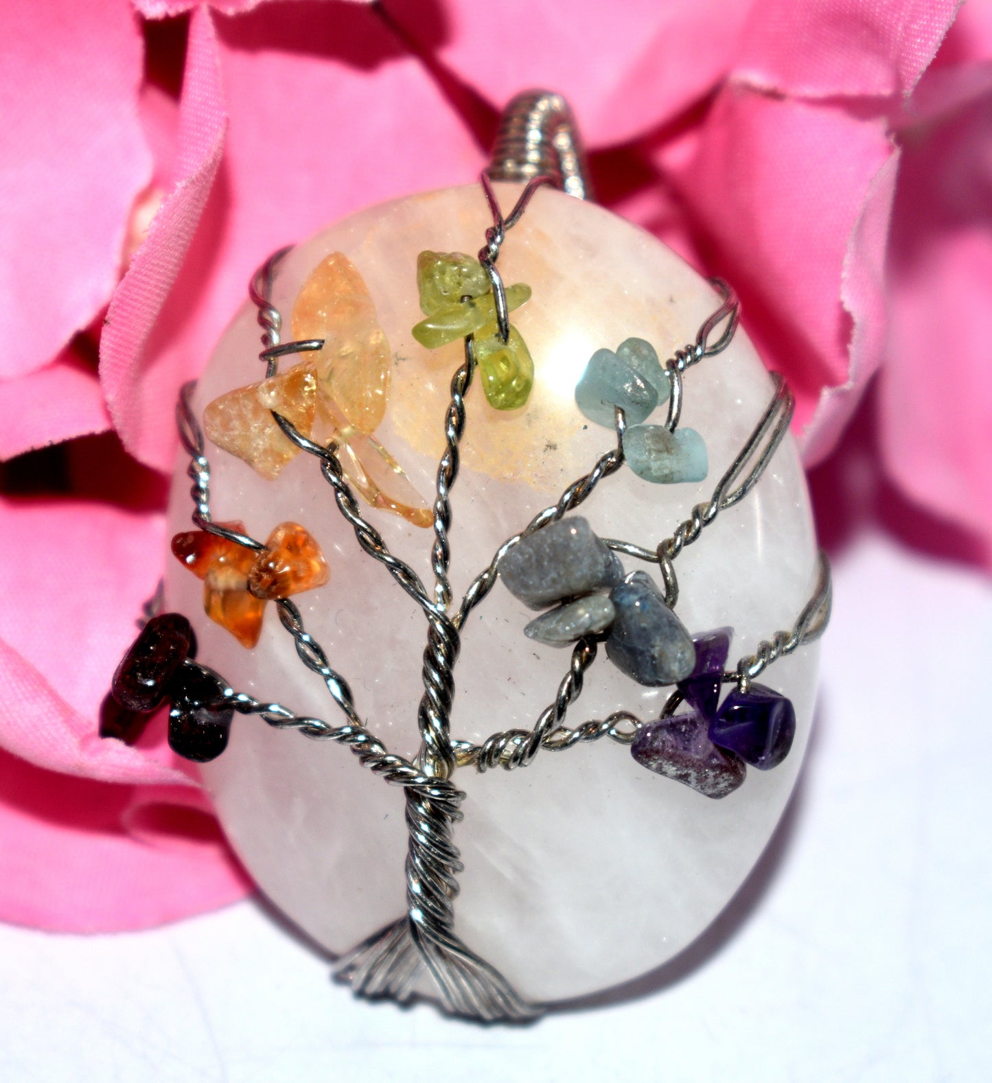7 Chakra Healing Tree Pendant - Wire Wrapped Pendent - {29.30 Gram}