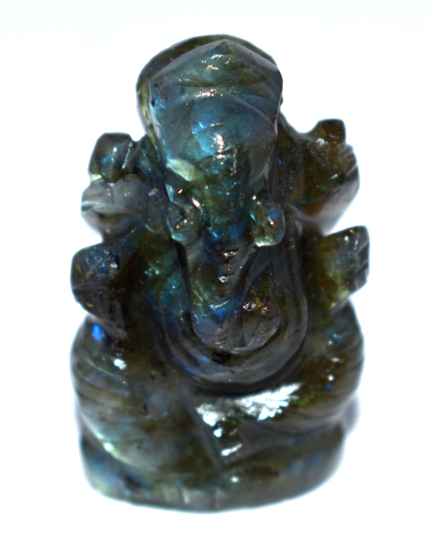 Labradorite Lord Ganesh Idol – Intuition, Transformation & Protection - {Weight-29.25 Gram} - Size- 1.5x1'' inches
