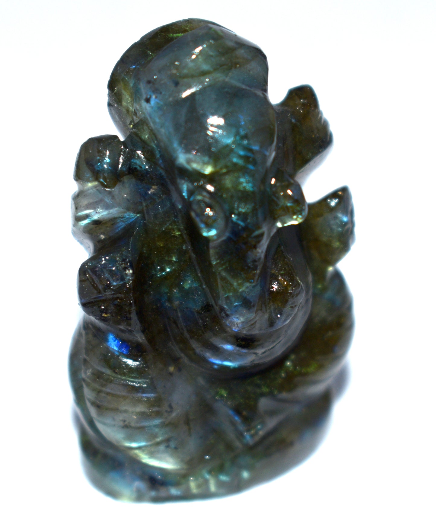 Labradorite Lord Ganesh Idol – Intuition, Transformation & Protection - {Weight-29.25 Gram} - Size- 1.5x1'' inches