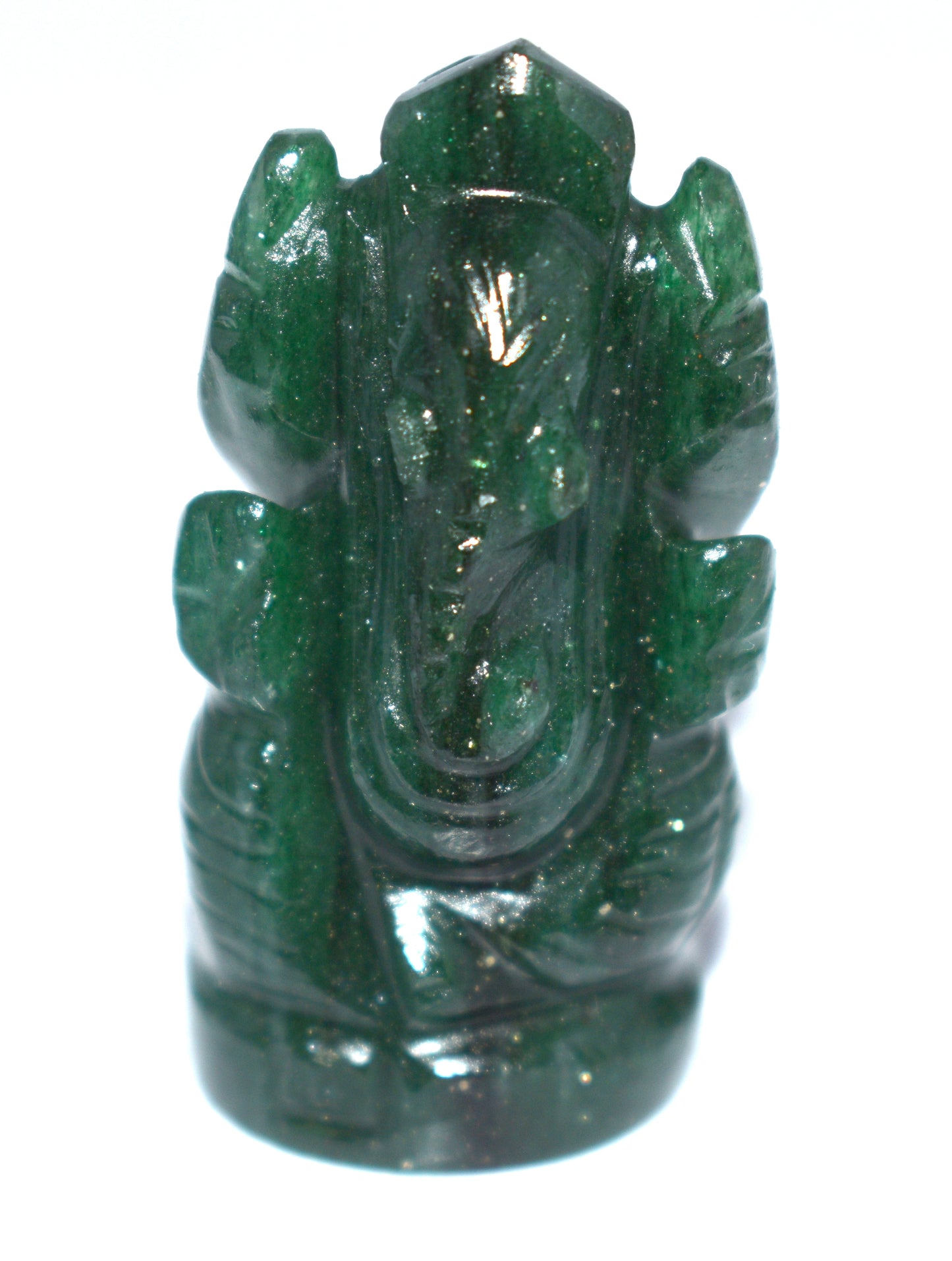 Beautiful Green Aventurine Lord Ganesha Statue – Prosperity & Success Crystal Idol - {Weight- 26.55 Gram} - Size- 1.5x1'' inches
