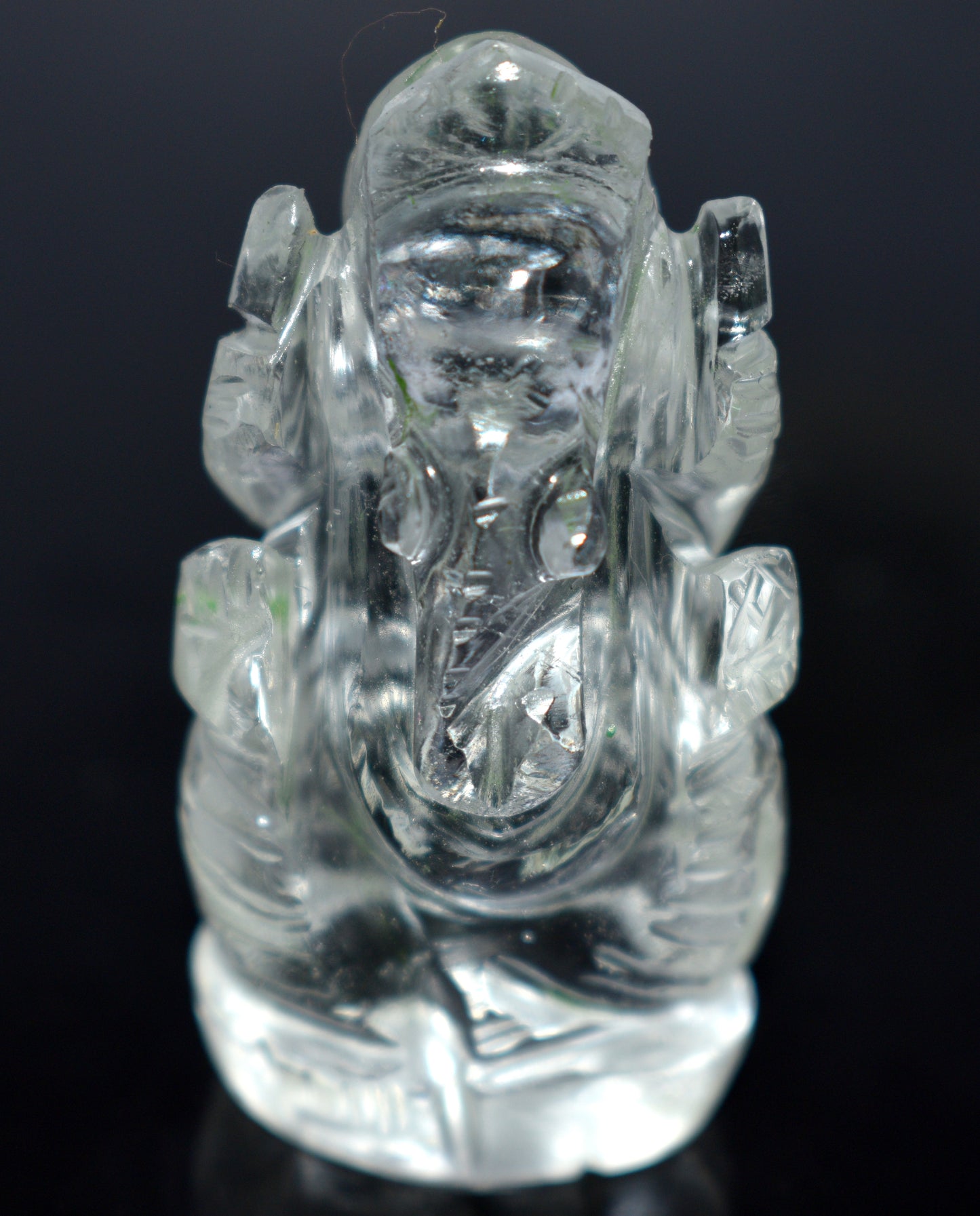 Beautiful Clear Quartz Lord Ganesh Idol – Clarity, Protection & Divine Energy - {Weight- 19.00 Gram} - Size- 1.5x1'' inches