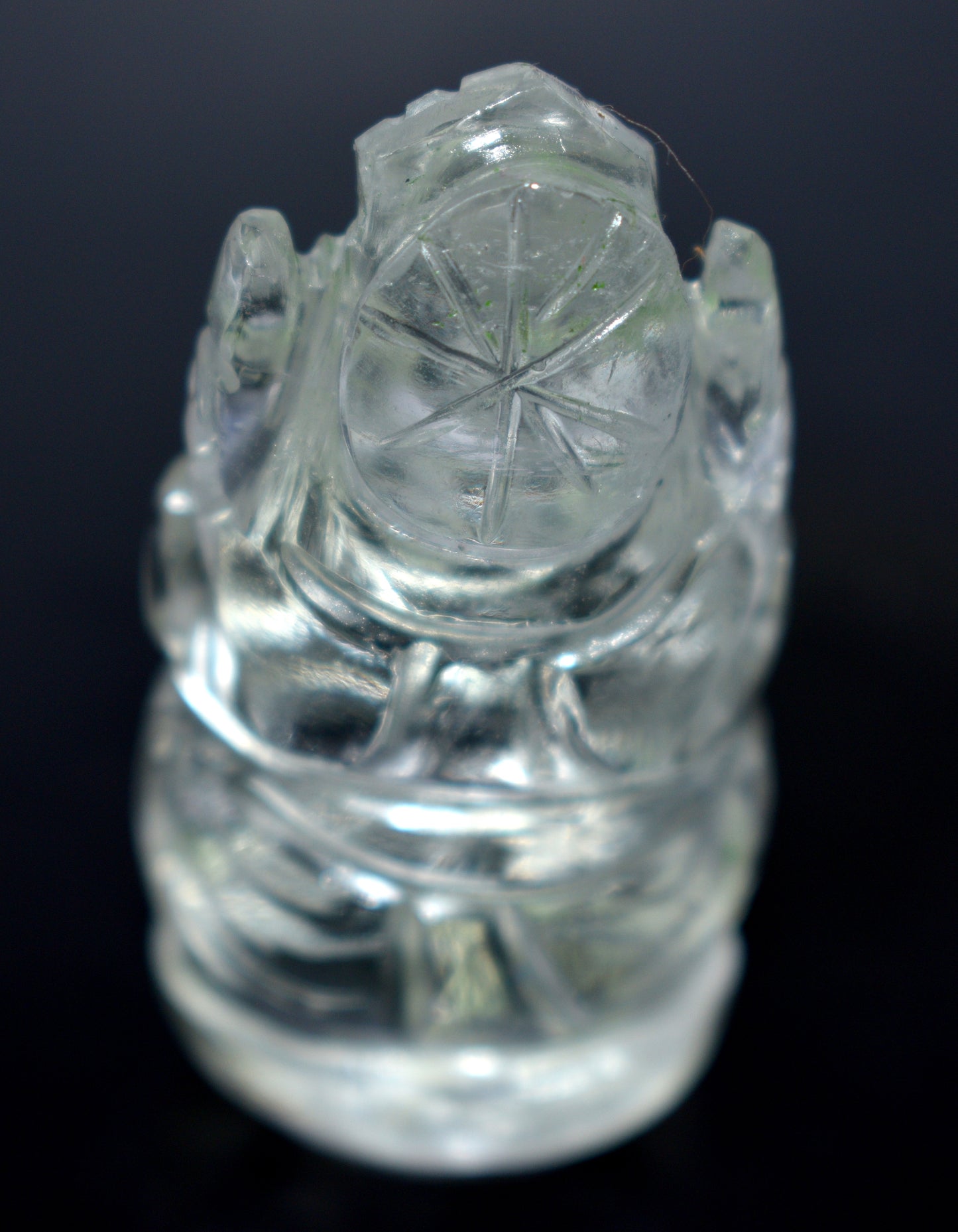 Beautiful Clear Quartz Lord Ganesh Idol – Clarity, Protection & Divine Energy - {Weight- 19.00 Gram} - Size- 1.5x1'' inches