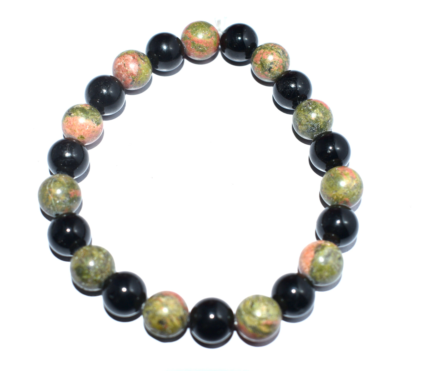 Unakite & Black Tourmaline Adjustable Bracelet – Grounding & Emotional Healing Crystal Jewelry