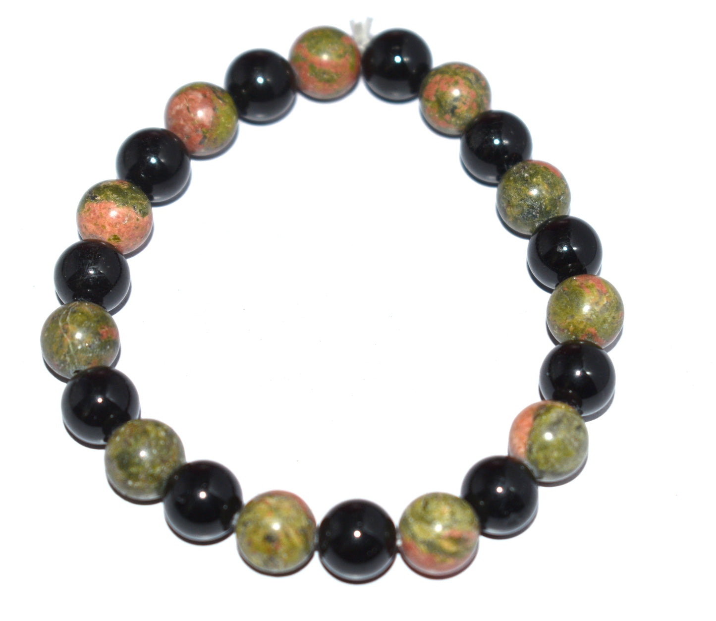 Unakite & Black Tourmaline Adjustable Bracelet – Grounding & Emotional Healing Crystal Jewelry
