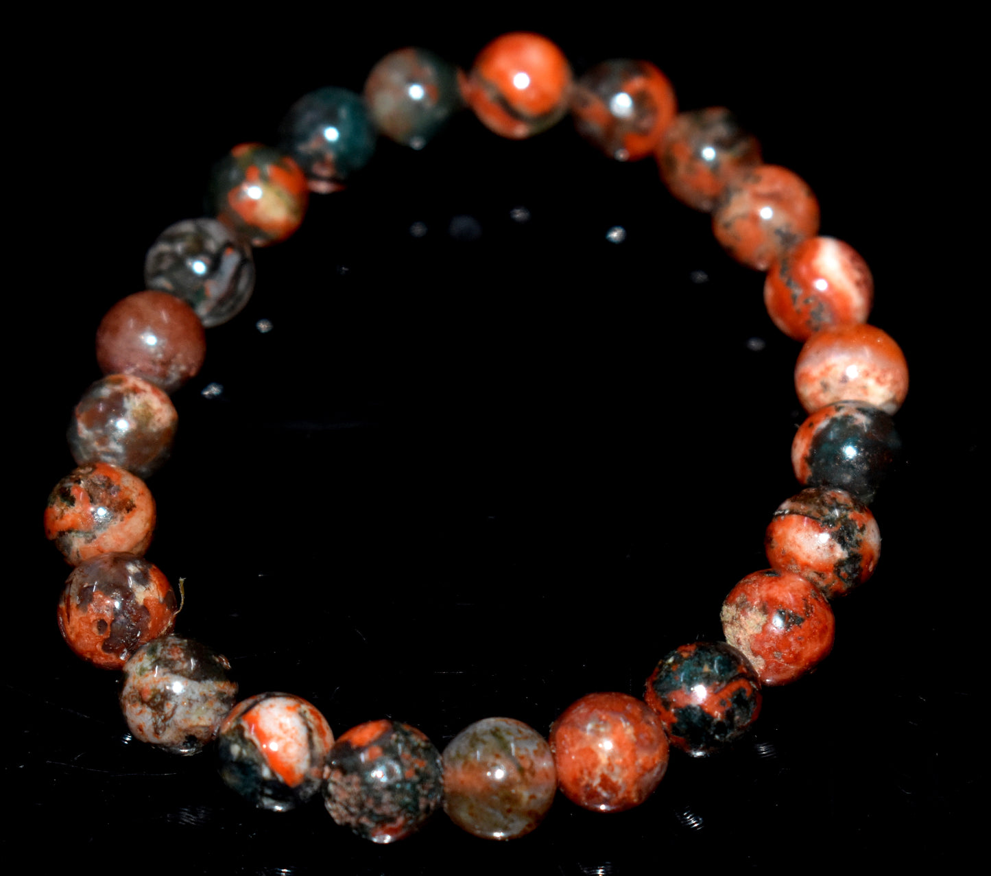 Dragon Blood Stone Round Beaded Adjustable Bracelet