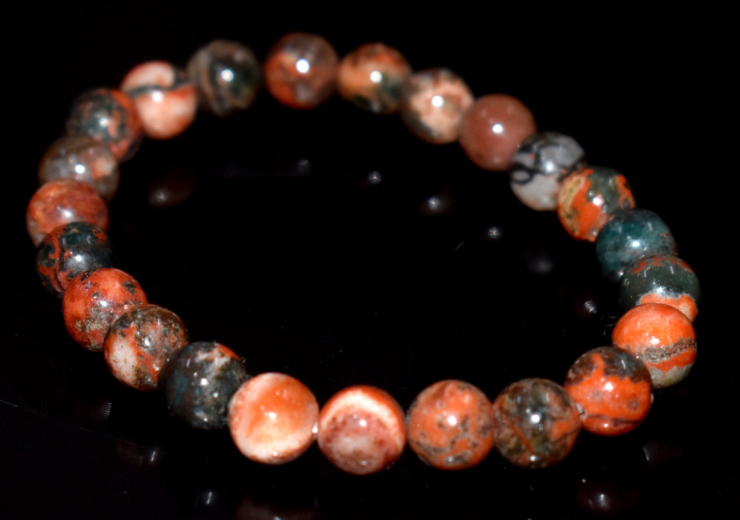 Dragon Blood Stone Round Beaded Adjustable Bracelet