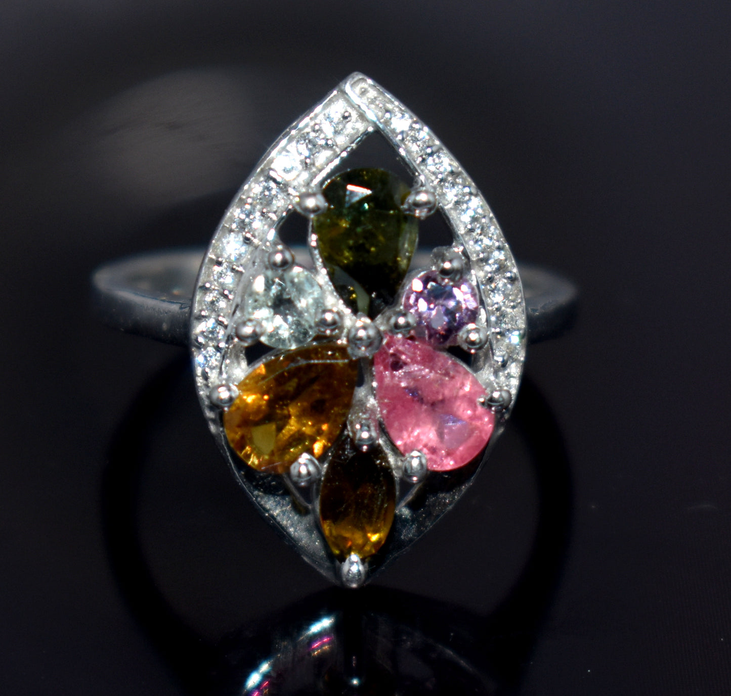 Genuine Tourmaline Silver Ring | Handmade Tourmaline Band | October Birthstone | Tourmaline Jewelry