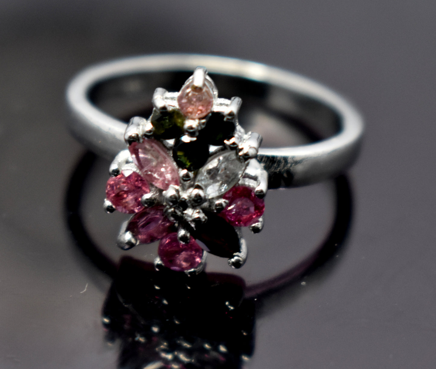 Genuine Tourmaline Silver Ring | Handmade Tourmaline Band | October Birthstone | Tourmaline Jewelry