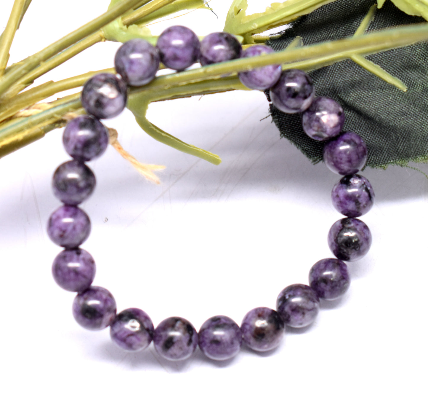 Charoite Round Bead Adjustable Bracelet