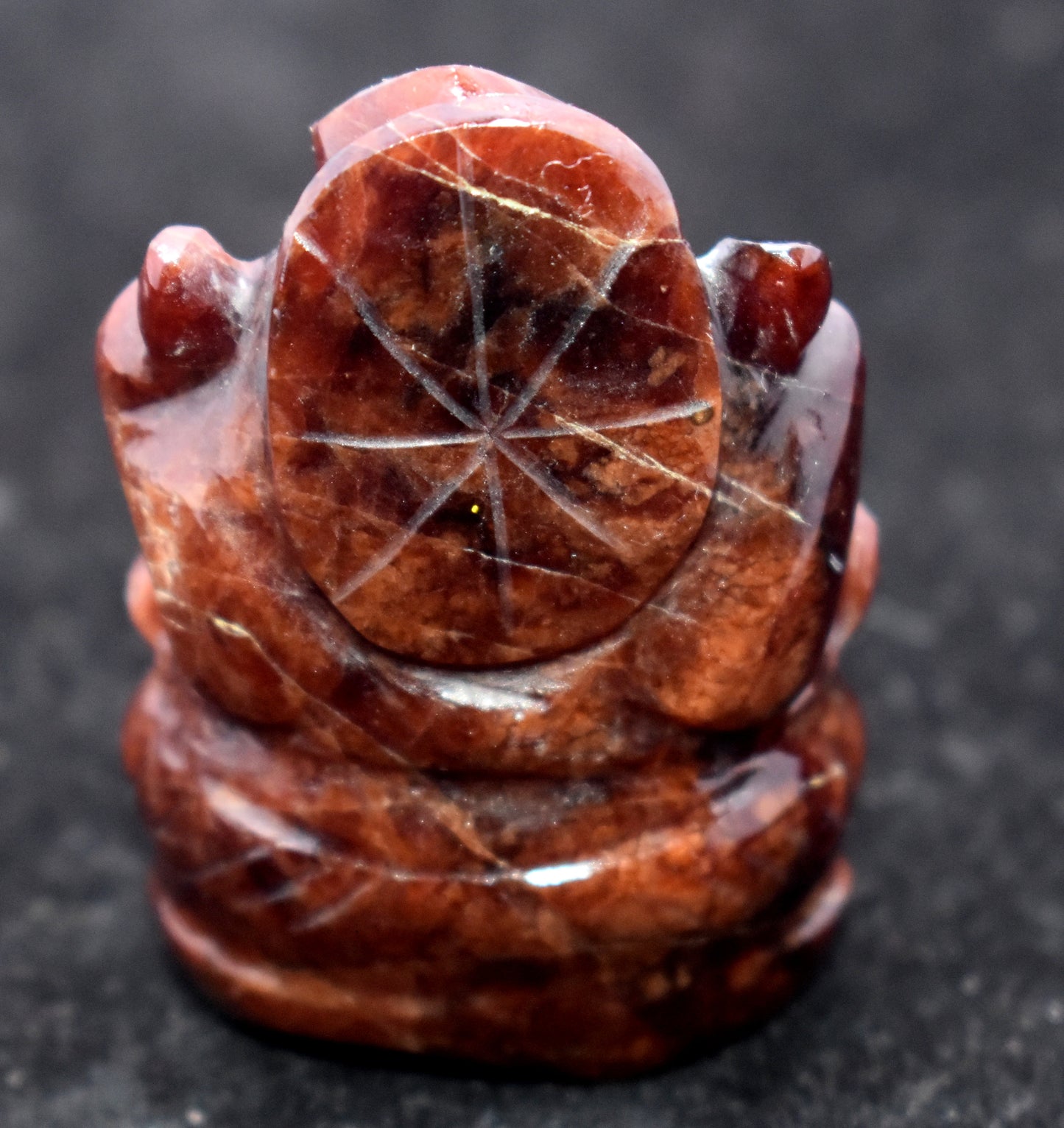 Gomed Ganesh, Spiritual Decorative, Gem carvings, Hand carved Ganesh for Prayer - {Weight- 89.10 Gram}