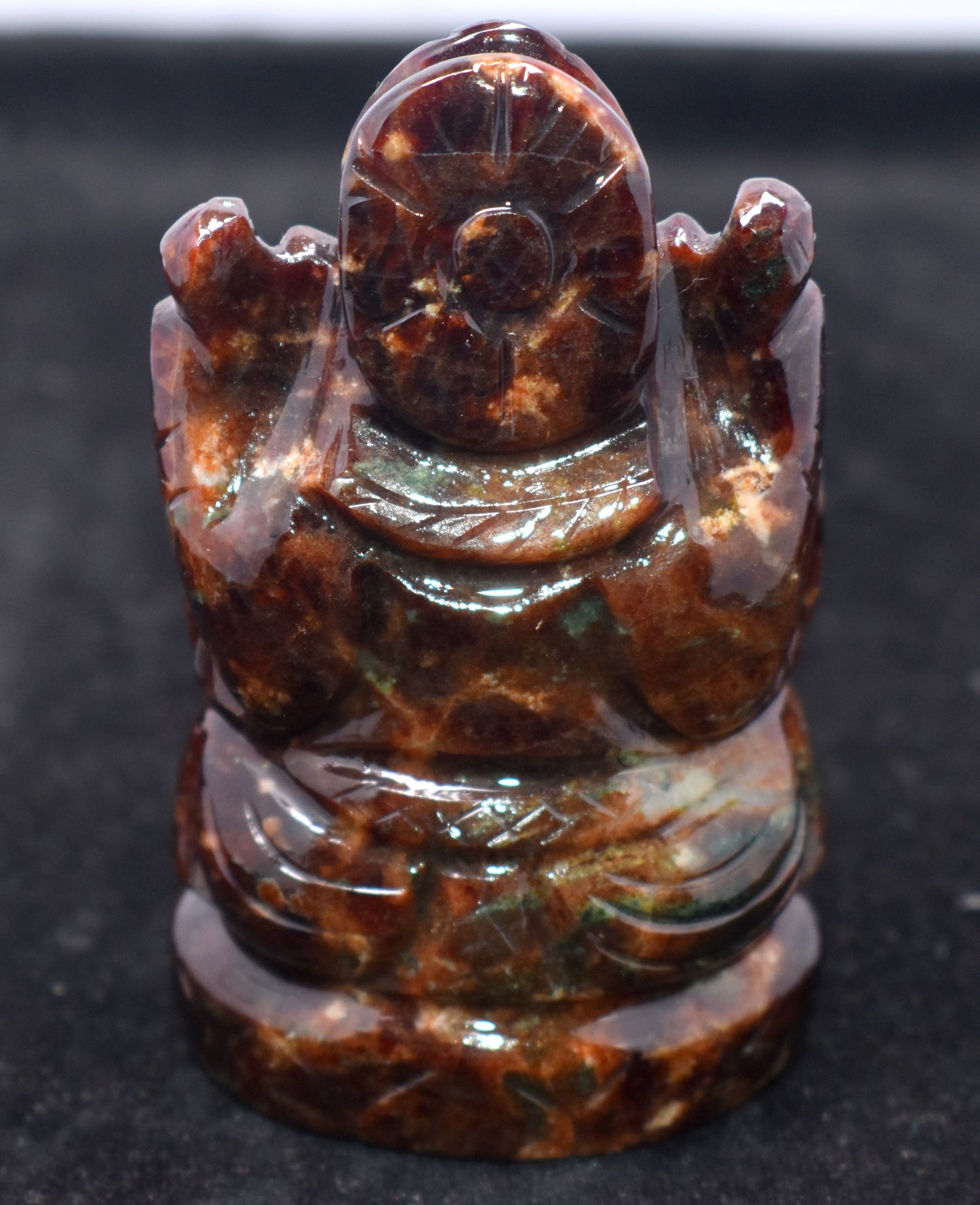 Gomed Ganesh / Lord Ganesha In Natural Hessonite - {391.00 Gram}