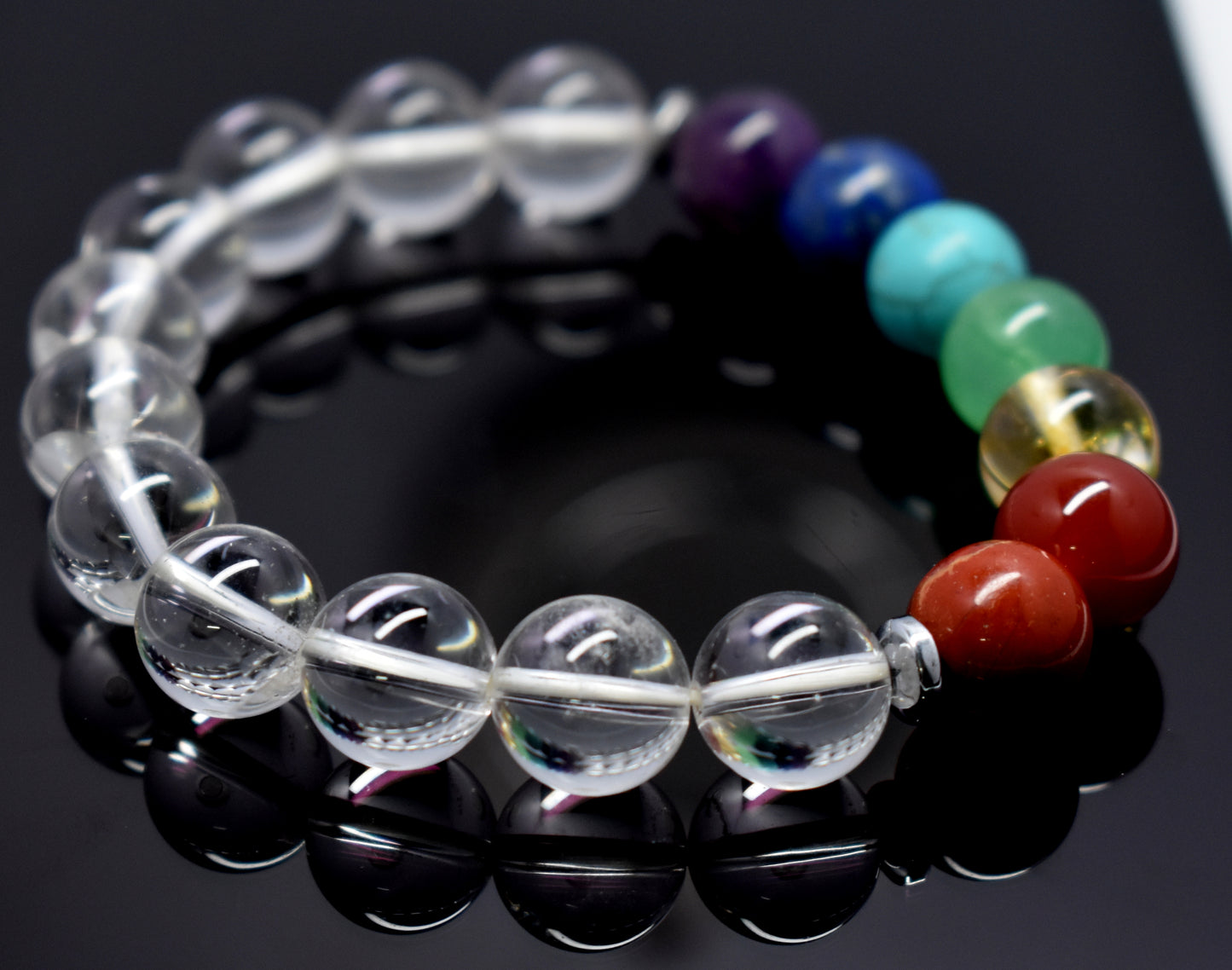 7 Chakra With Clear Crystal Gemstone Bracelet (For Men And Women)