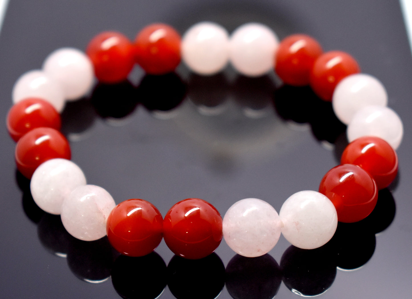 Carnelian and Rose Quartz Bracelet, Mens & Women Crystal Bracelet,