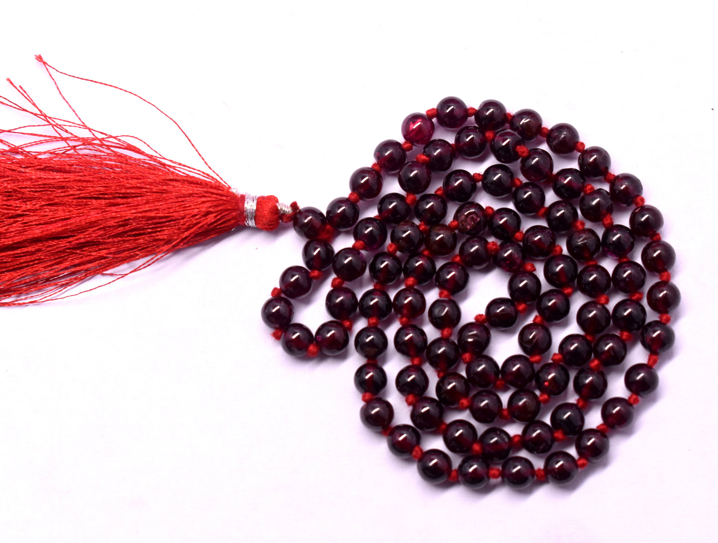 Garnet Bead Knotted Mala for Passion and Energy – Enhances Vitality, Drive, and Emotional Strength #Garnet #Passion #Energy #CrystalHealing #Mala