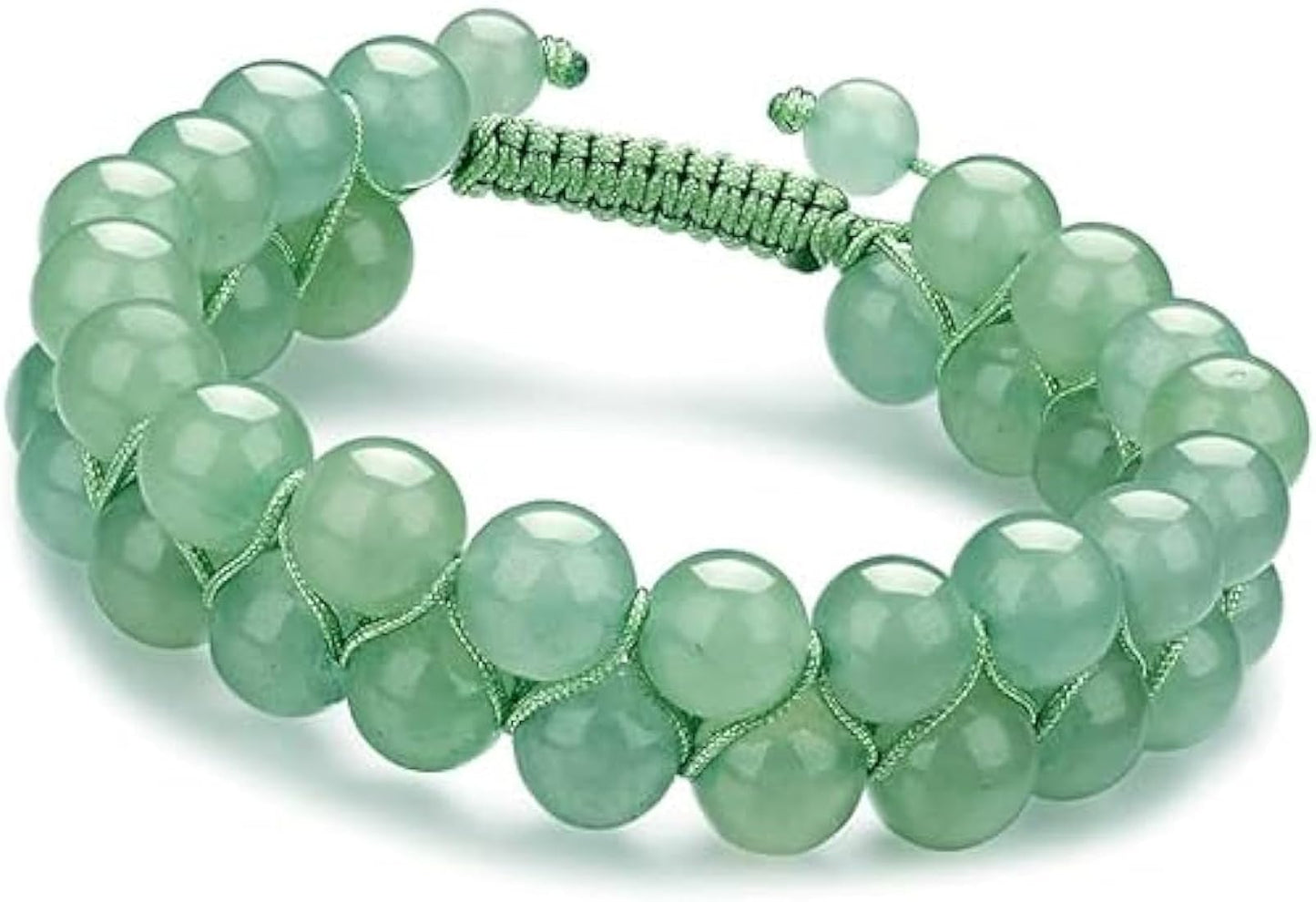 Green Aventurine Double Beaded Wire Crystal Bracelet - Luck, Prosperity, Healing Energy, Chakra Balancing Bracelet