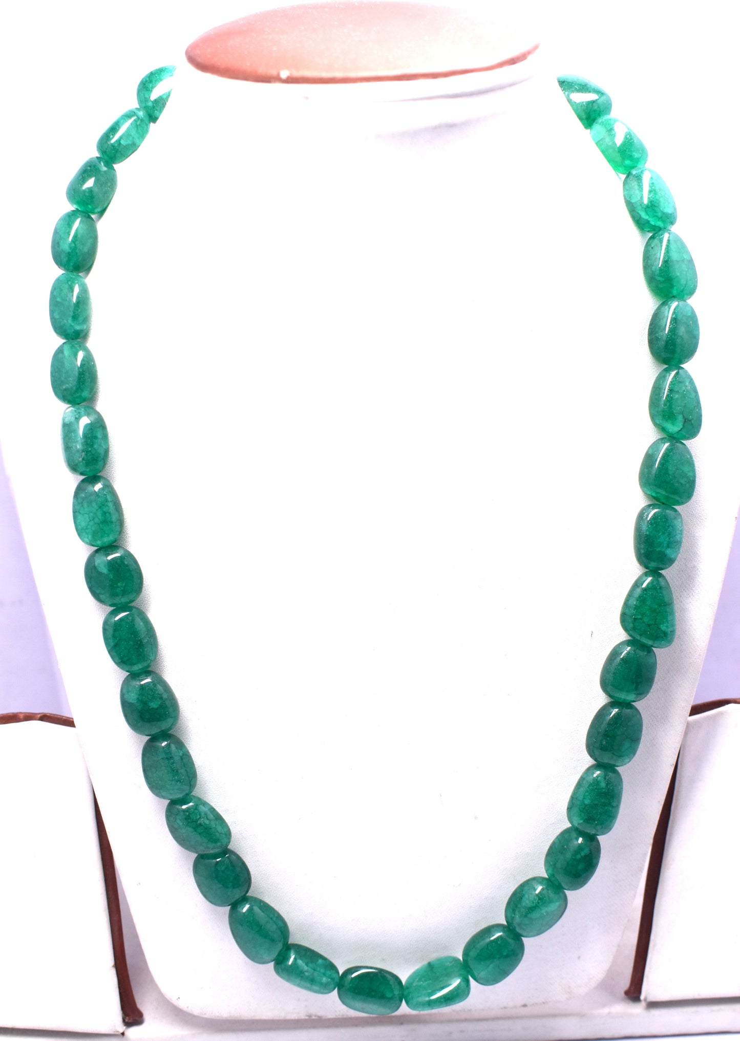 Green Quartz Tumble Necklace with Tassel, 22'' Length, 11.5x16mm to 15.5x17.5mm – Promote Healing and Abundance#CrystalHealing #NaturalHealing #GreenQuartz #TasselJewelry #PositiveVibes #HolisticWellness