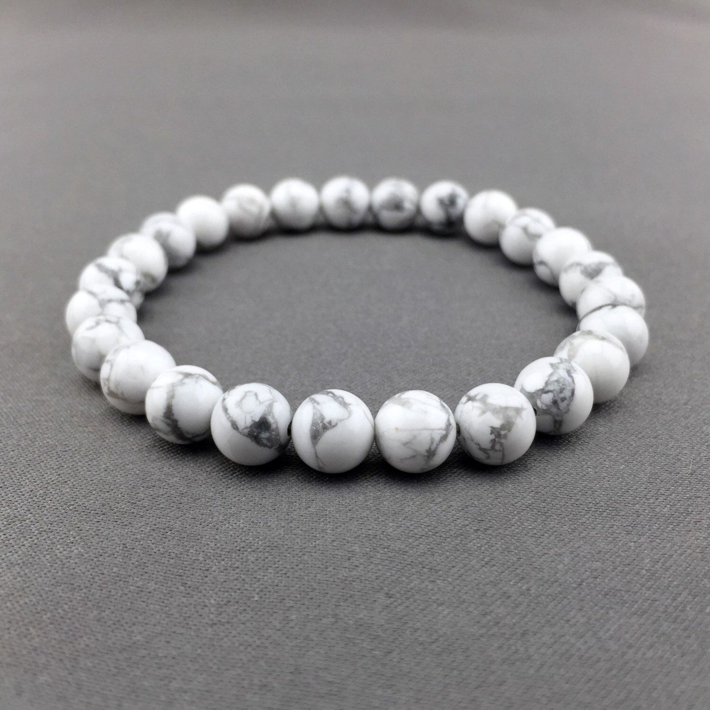 Howlite Bracelet - White Gemstone Bracelet for Calm, Stress Relief, and Healing Energy