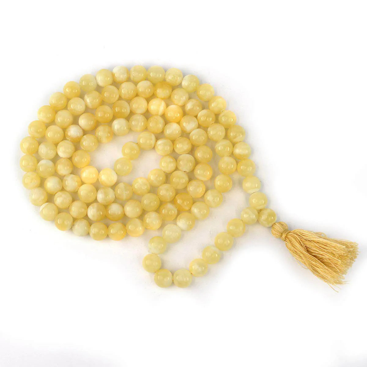 Yellow Calcite Crystal Mala for Chakra Healing 8 MM