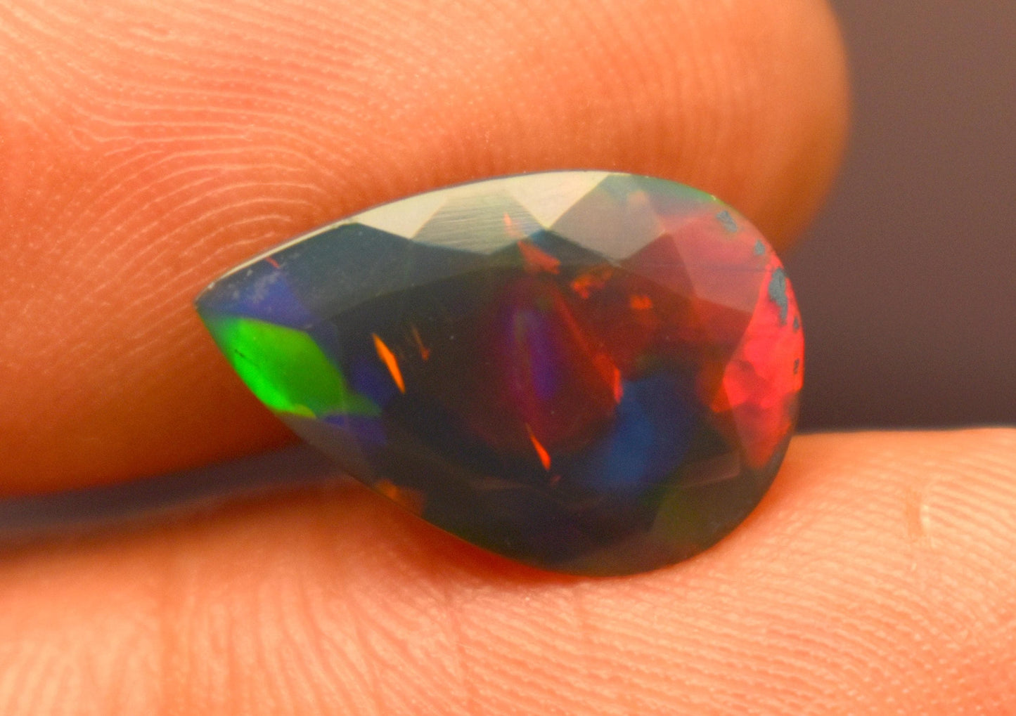 Black Ethiopian Opal, Pear Faceted Loose Gemstone, 3.65 Carat, Size-16x10x5.5mm, For Jewelry Making,