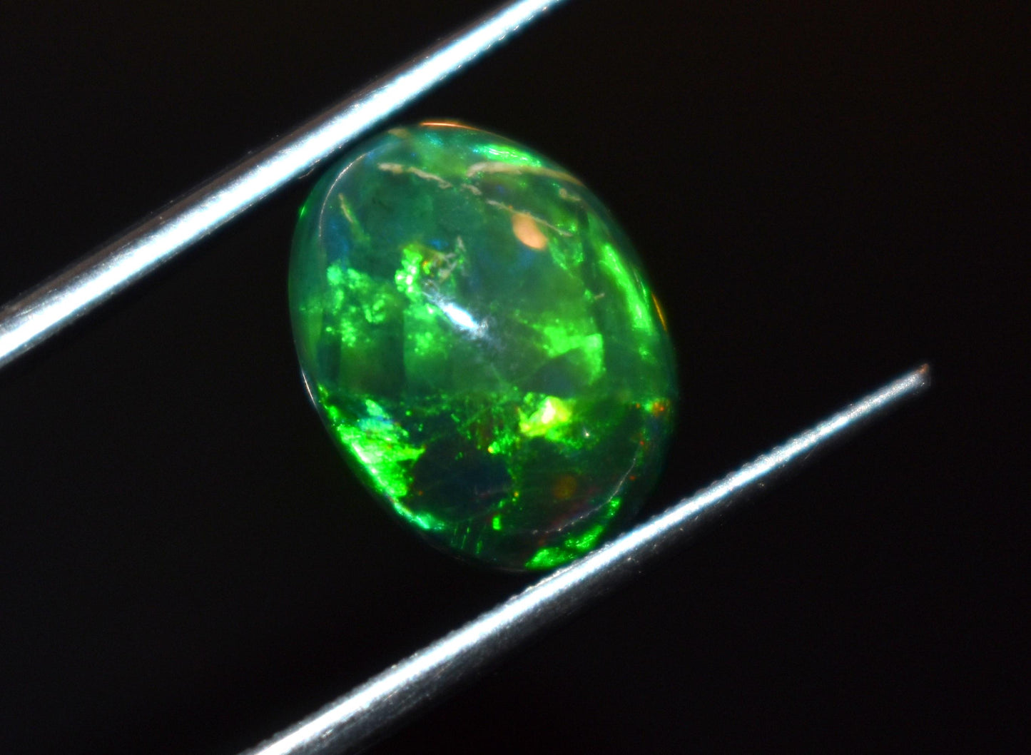 Black Opal, Oval Smooth Cabochon Loose Gemstone, 3.00 Carat, Size-9.5x12x5.5mm, For Jewelry Making,