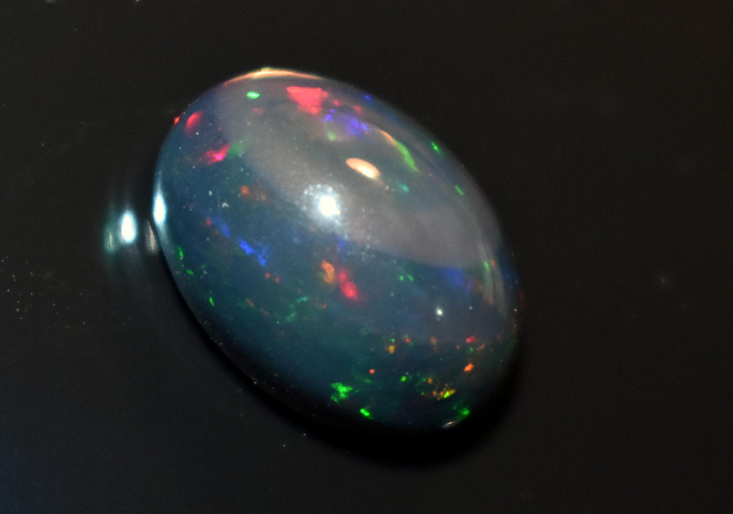 Black Ethiopian Opal, Welo Fire Oval Smooth Cabochon Loose Gemstone, 4.00 Carat, Size-10x14x6.5mm, For Jewelry Making,
