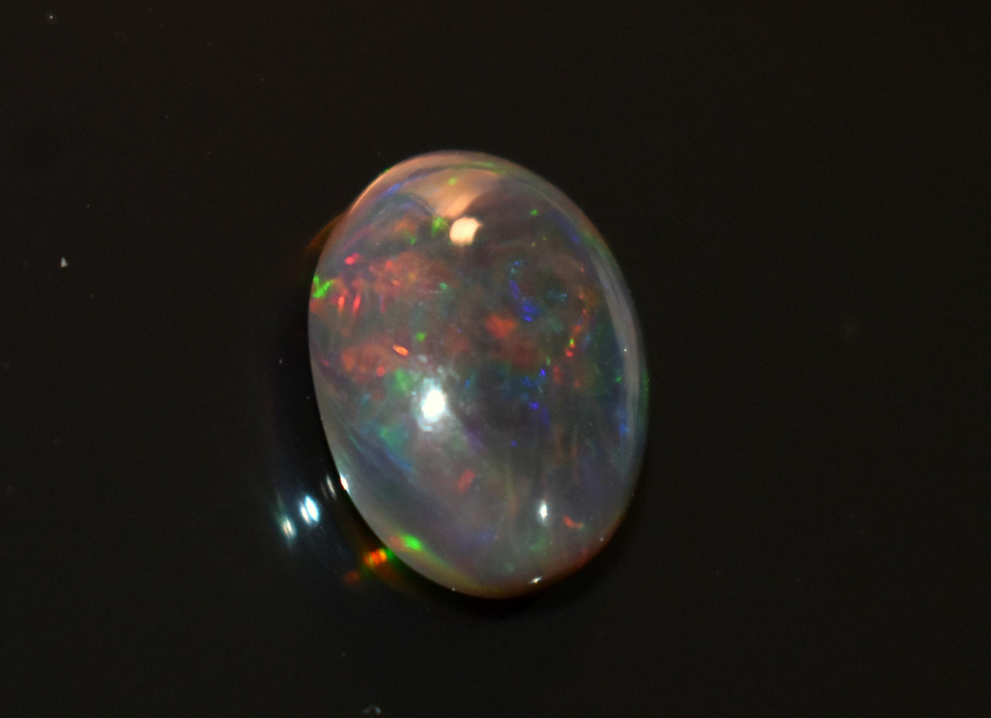 Black Ethiopian Opal, Welo Fire Oval Smooth Cabochon Loose Gemstone, 5.10 Crt, Size-11.5x15x5.5mm, For Jewelry Making,