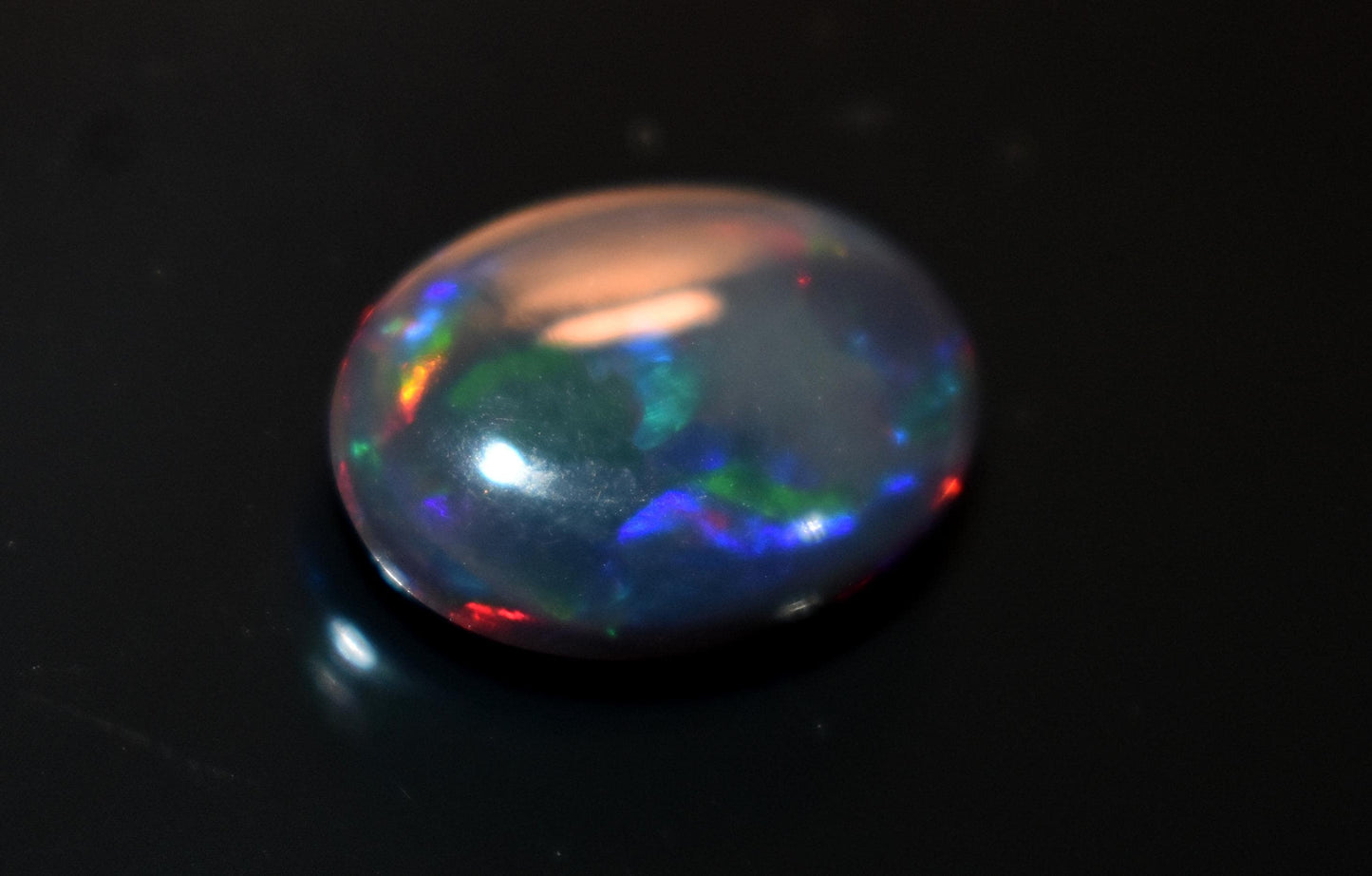 Black Ethiopian Opal, Welo Fire Oval Smooth Cabochon Loose Gemstone, 3.35 Ct, Size-10x14x4.5mm, For Jewelry Making,