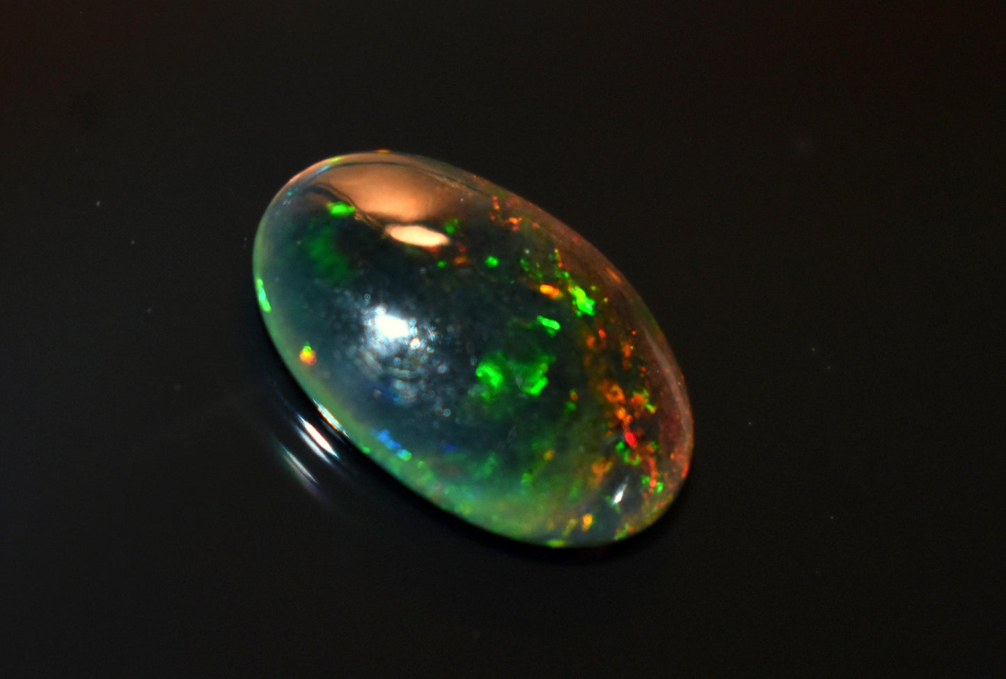 Black Ethiopian Opal, Welo Fire Oval Smooth Cabochon Loose Gemstone, 2.05 Ct, Size-10x14x3mm, For Jewelry Making,