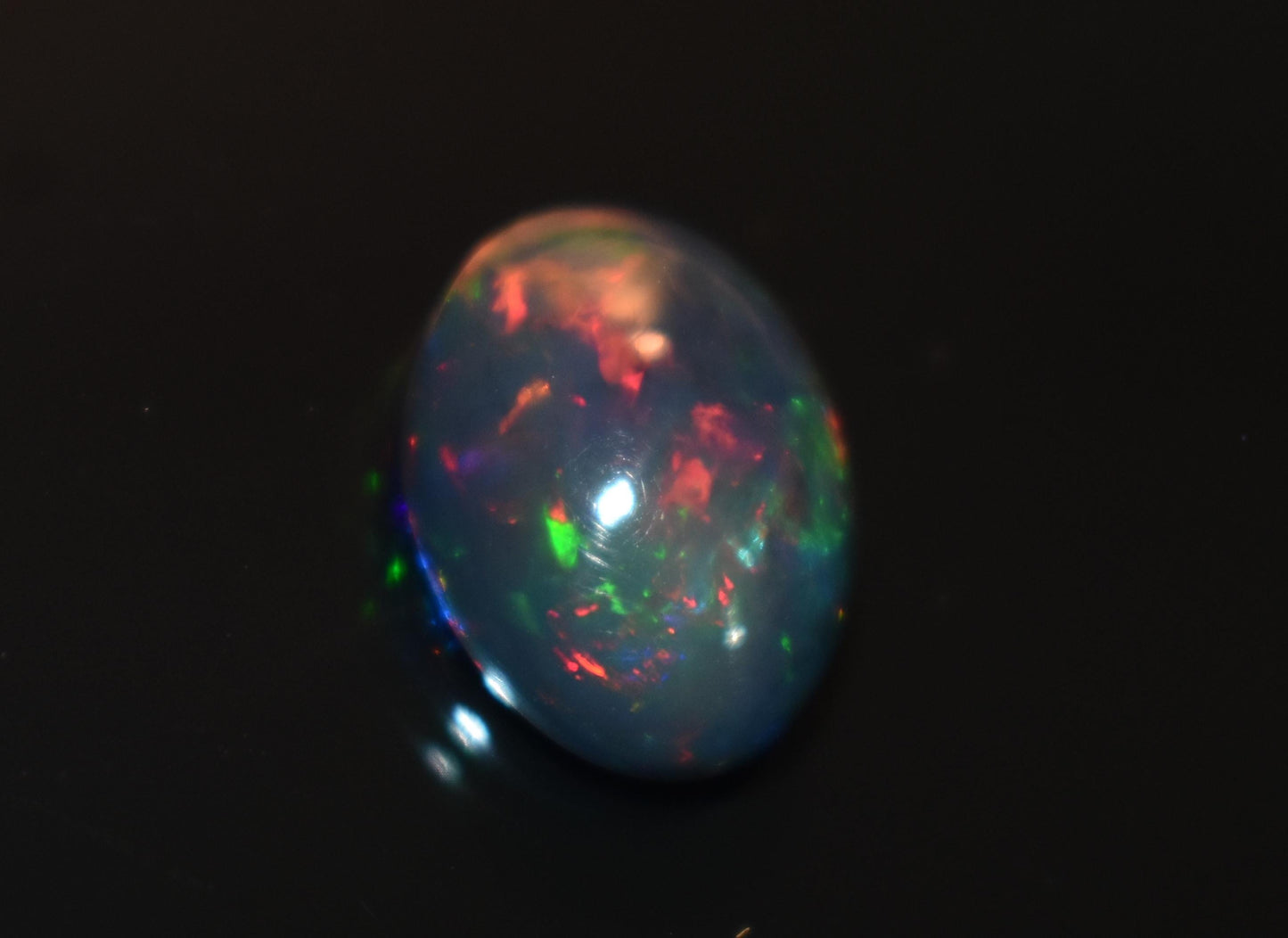 Black Ethiopian Opal, Welo Fire Oval Smooth Cabochon Loose Gemstone, 3.20 Ct, Size-10x13.5x5.5mm, For Jewelry Making,