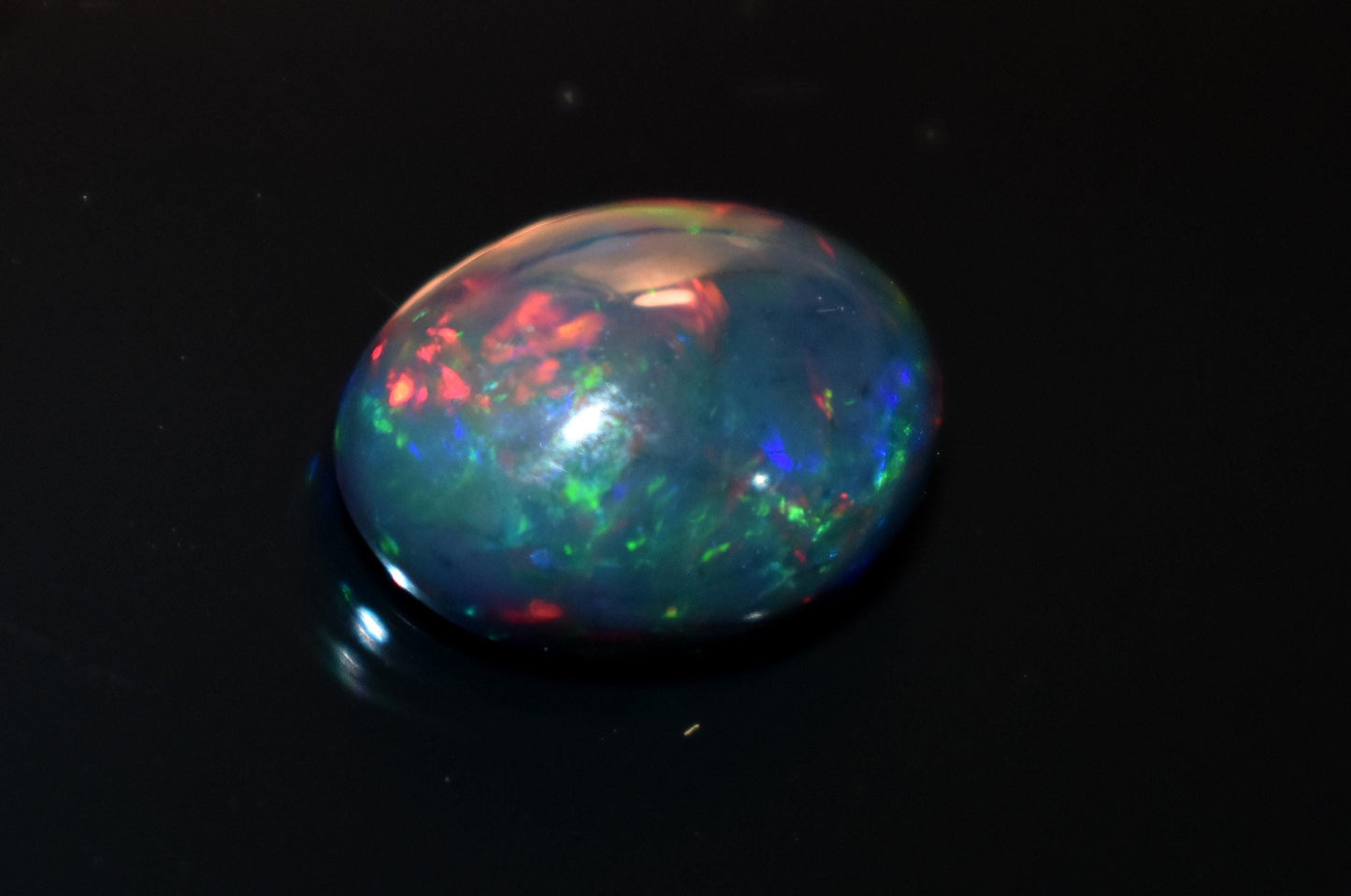 Black Ethiopian Opal, Welo Fire Oval Smooth Cabochon Loose Gemstone, 3.20 Ct, Size-10x13.5x5.5mm, For Jewelry Making,