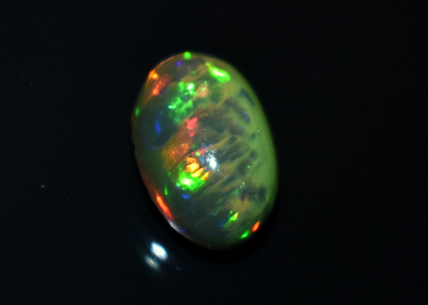 Black Ethiopian Opal, Welo Fire Oval Smooth Cabochon Loose Gemstone, 3.35 Ct, Size-9x13x5.5mm, For Jewelry Making,