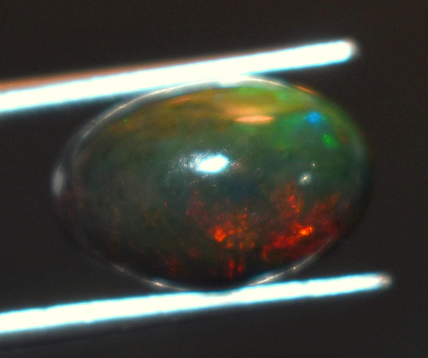 Black Ethiopian Opal, Welo Fire Oval Smooth Cabochon Loose Gemstone, 3.85 Ct, Size-8x12.5x7mm, For Jewelry Making,