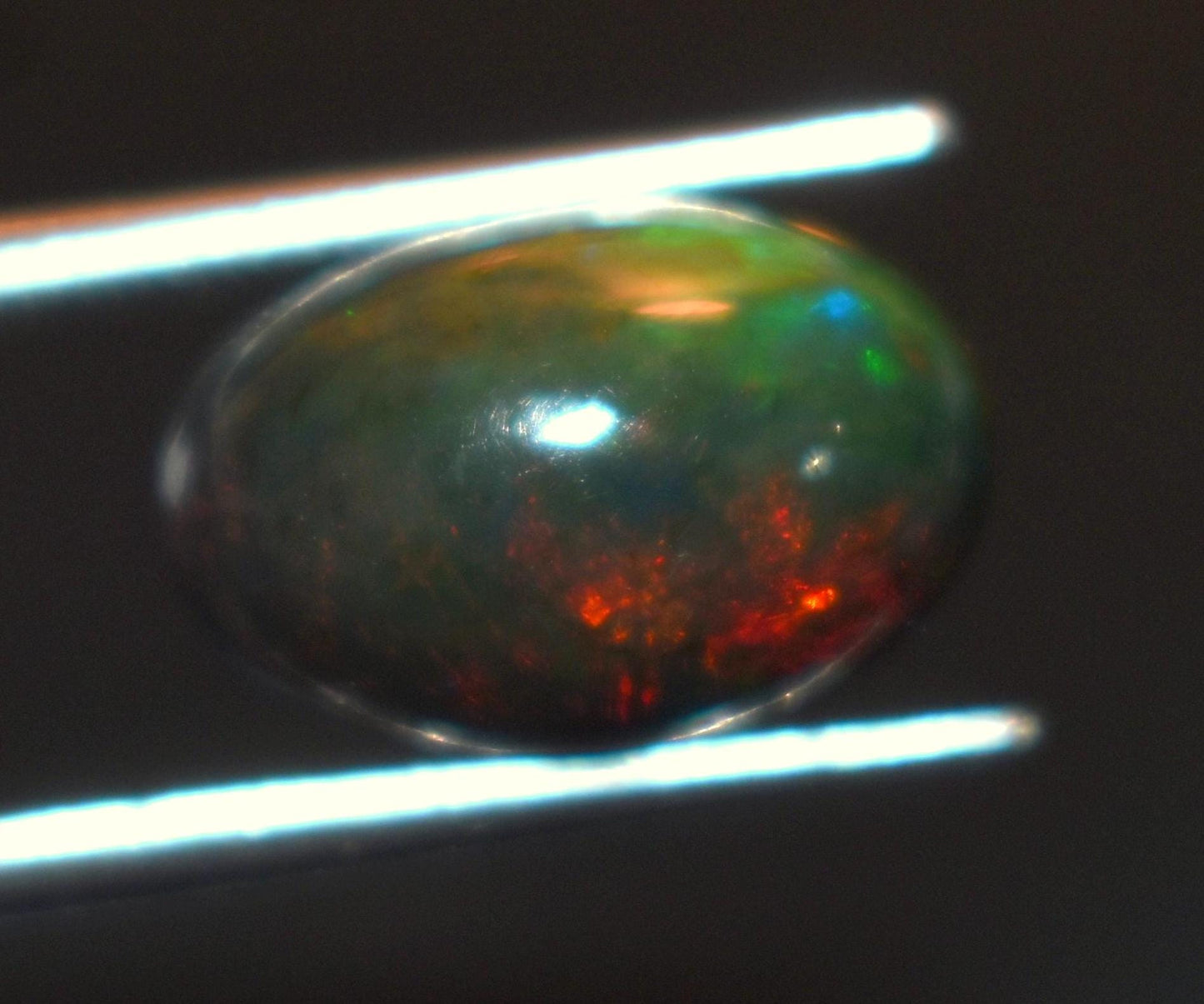 Black Ethiopian Opal, Welo Fire Oval Smooth Cabochon Loose Gemstone, 3.85 Ct, Size-8x12.5x7mm, For Jewelry Making,