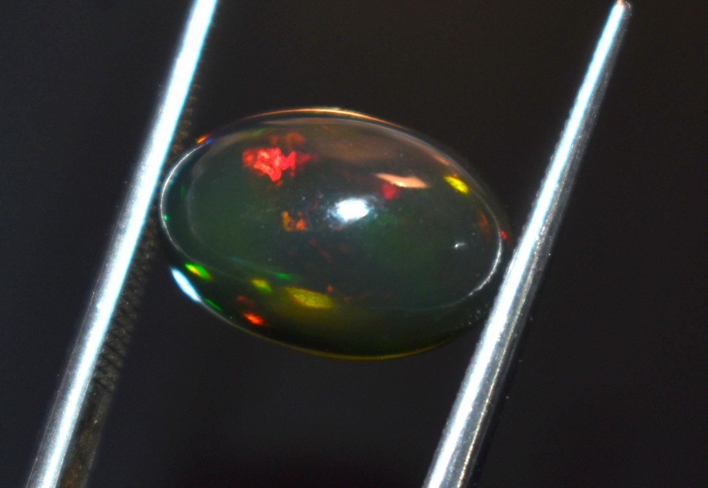 Black Ethiopian Opal, Welo Fire Oval Smooth Cabochon Loose Gemstone, 3.60 Ct, Size-8.5x13x6.5mm, For Jewelry Making,