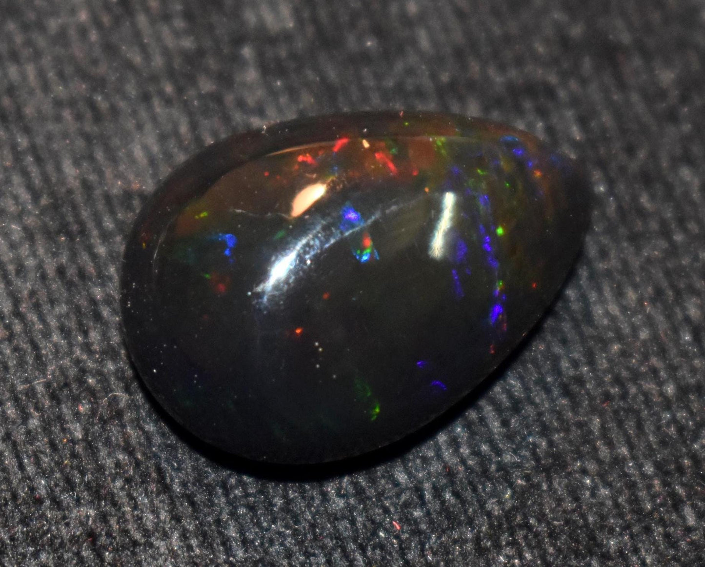 Black Ethiopian Opal, Pear Welo Fire Cabochon Loose Gemstone, 13.50 Carat, Size-16x22.5x10mm, For Jewelry Making,