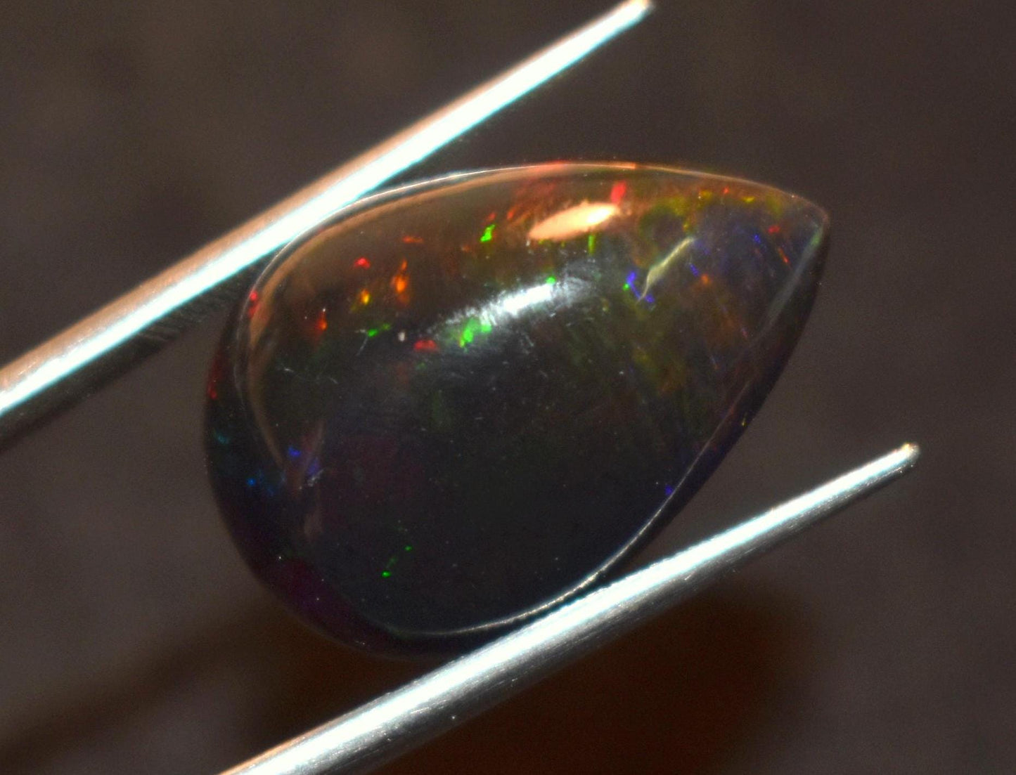 Black Ethiopian Opal, Pear Welo Fire Cabochon Loose Gemstone, 13.50 Carat, Size-16x22.5x10mm, For Jewelry Making,