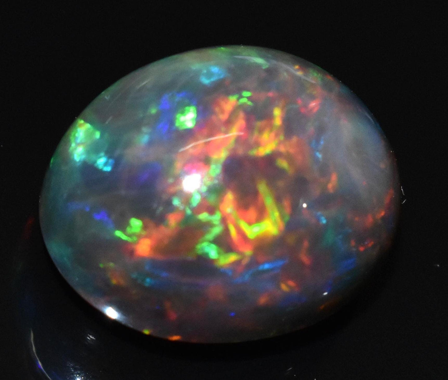 Black Ethiopian Opal, Oval Welo Fire Cabochon Loose Gemstone, 19.85 Carat, Size-16.5x20x12mm, For Jewelry Making,
