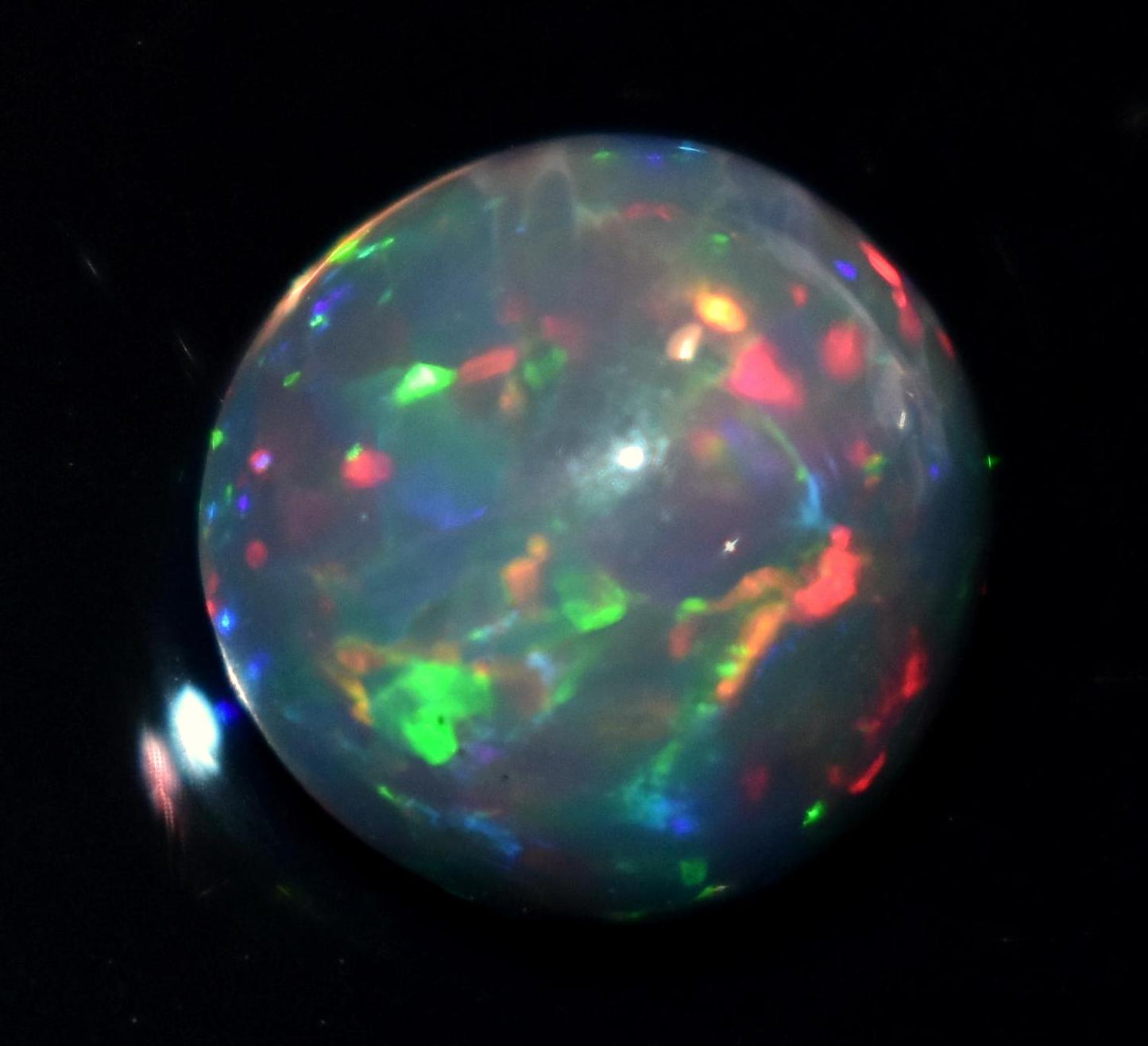 Black Ethiopian Opal, Round Welo Fire Cabochon Loose Gemstone, 3.35 Carat, Size-10.5x10.5x6.5mm, For Jewelry Making,