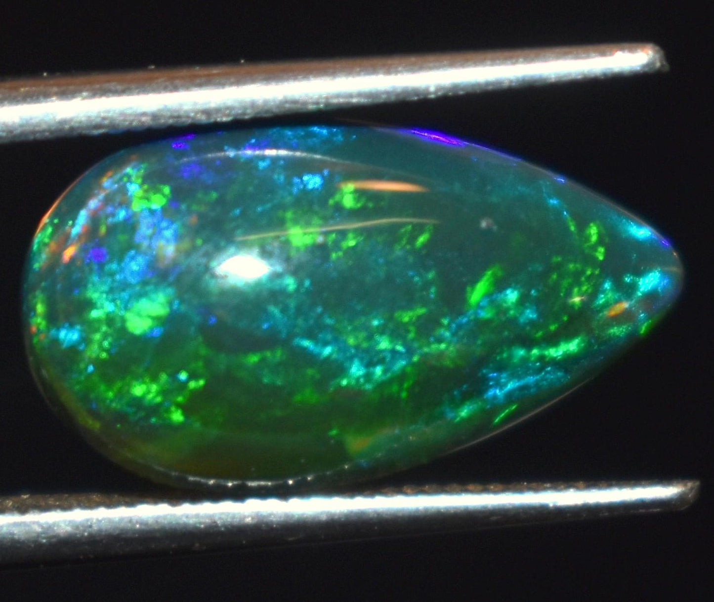 Black Ethiopian Opal, Pear Welo Fire Cabochon Loose Gemstone, 2.55 Carat, Size-8x14x5mm, For Jewelry Making,