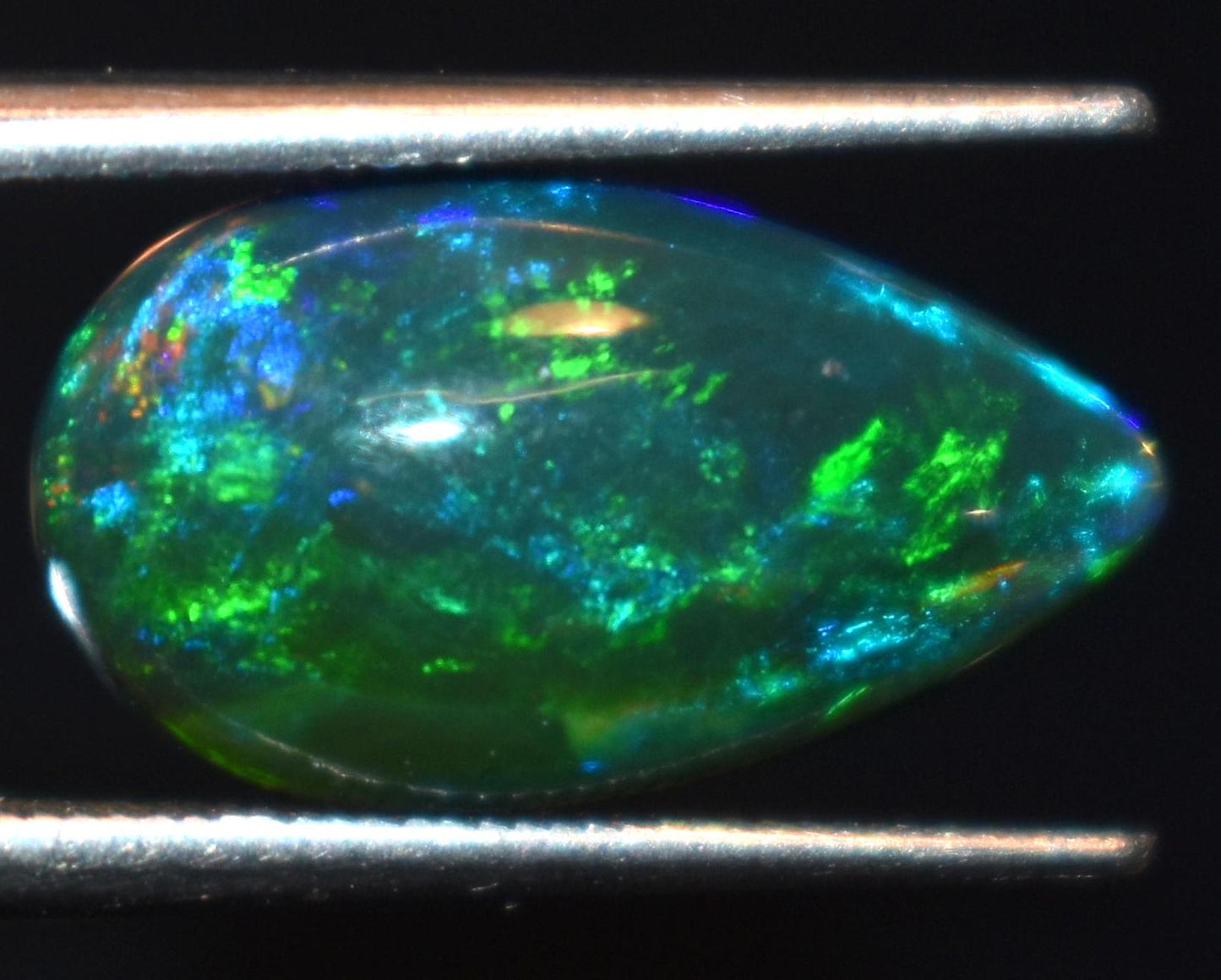 Black Ethiopian Opal, Pear Welo Fire Cabochon Loose Gemstone, 2.55 Carat, Size-8x14x5mm, For Jewelry Making,